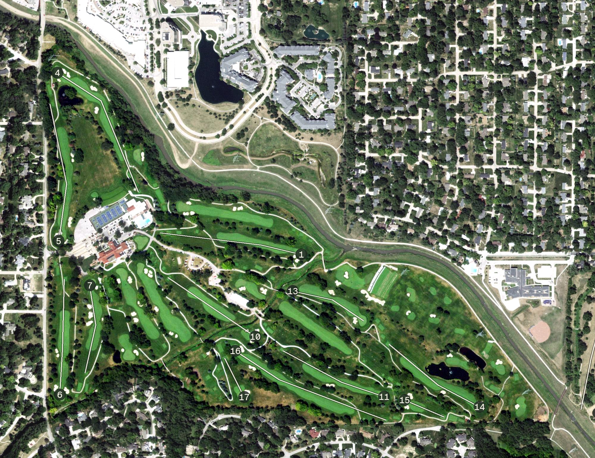 Aerial view of Happy Hollow Club, NE