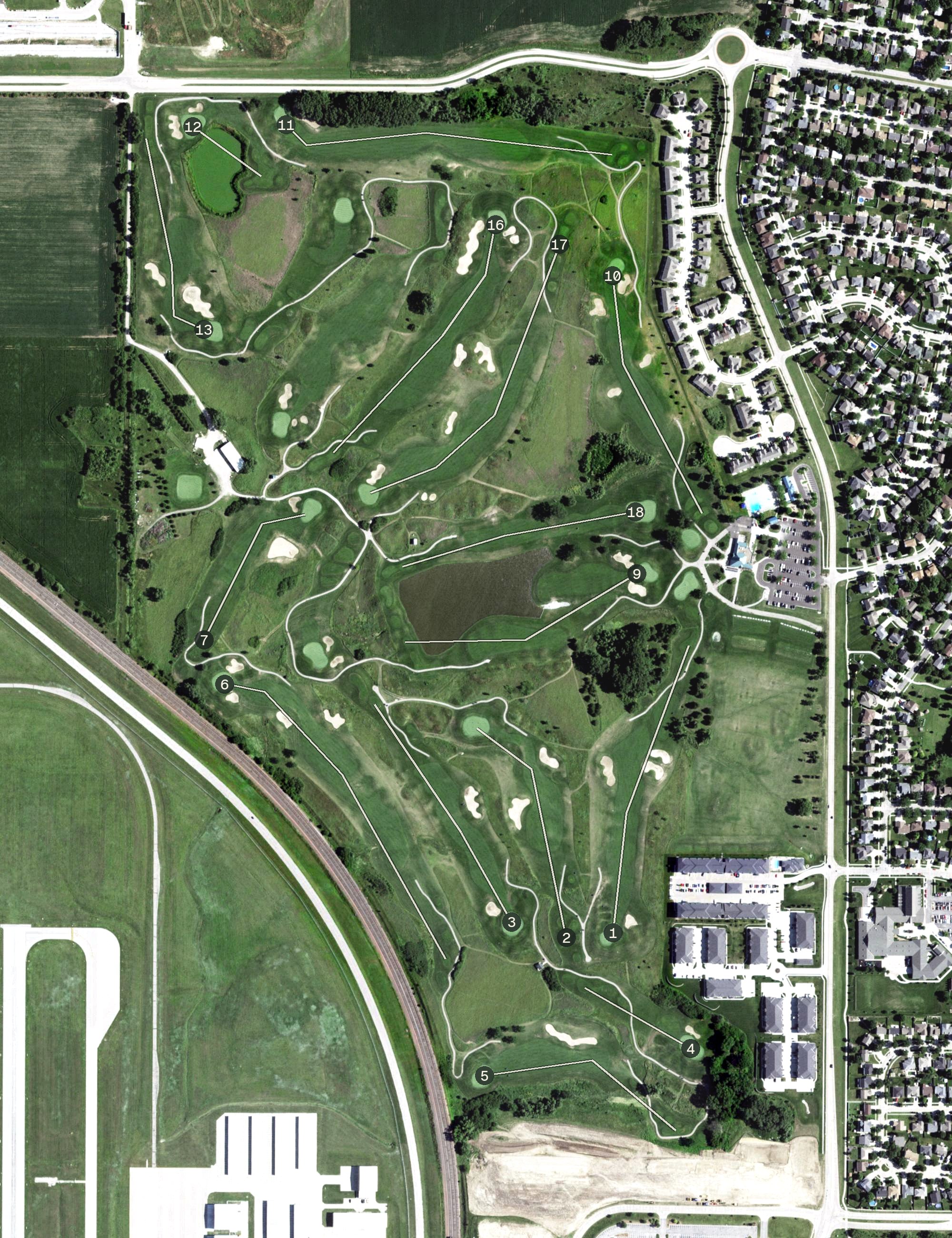 Aerial view of Highlands Golf Course, NE