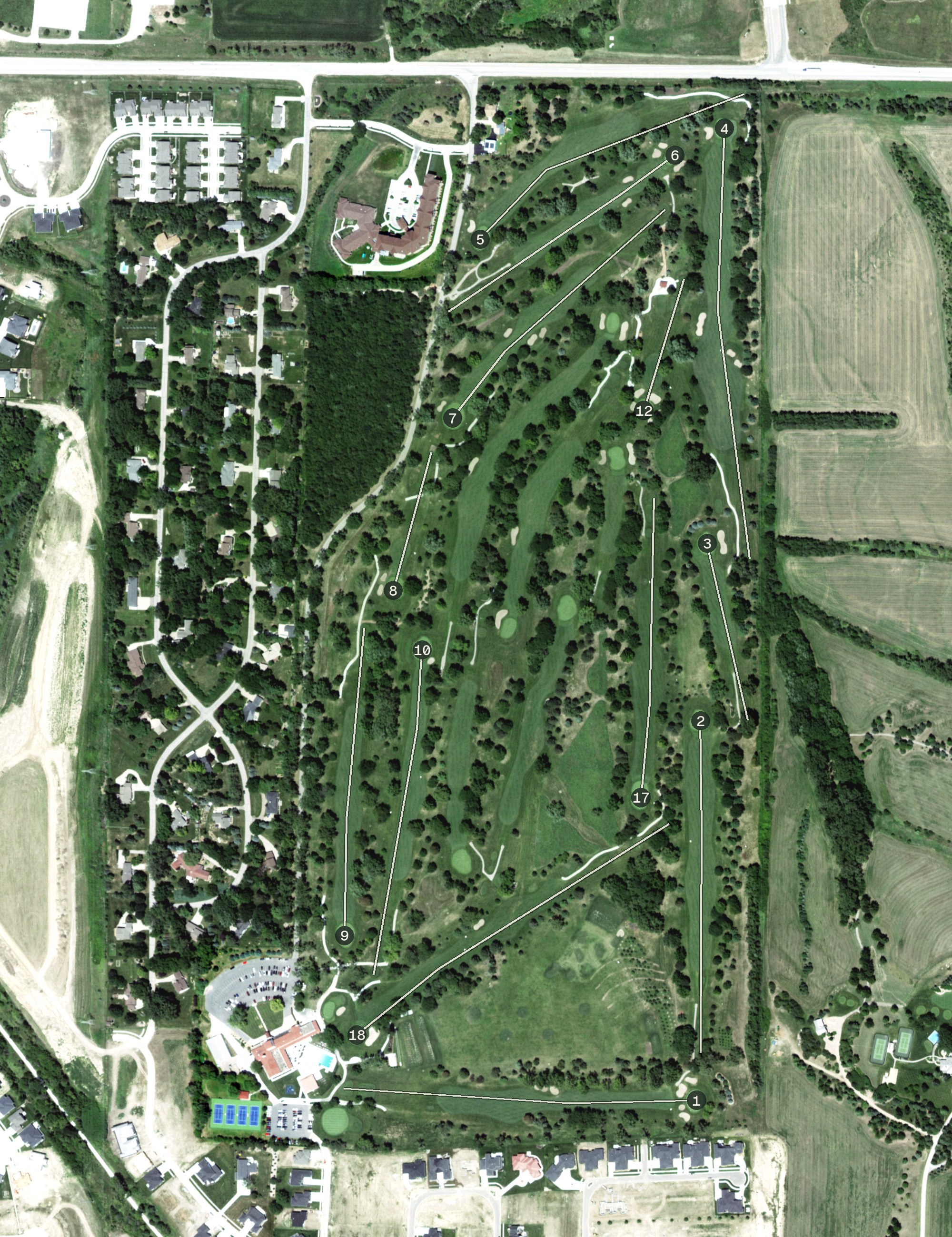 Aerial view of Hillcrest Country Club, NE