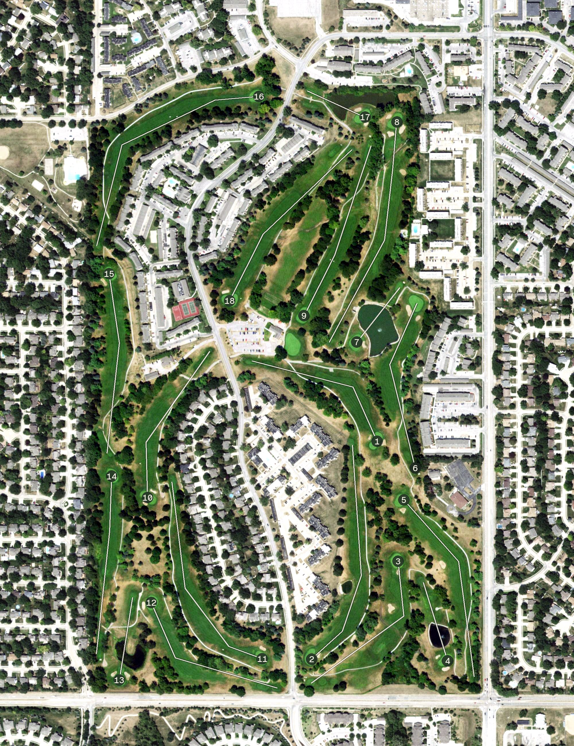 Aerial view of Johnny Goodman Golf Course, NE