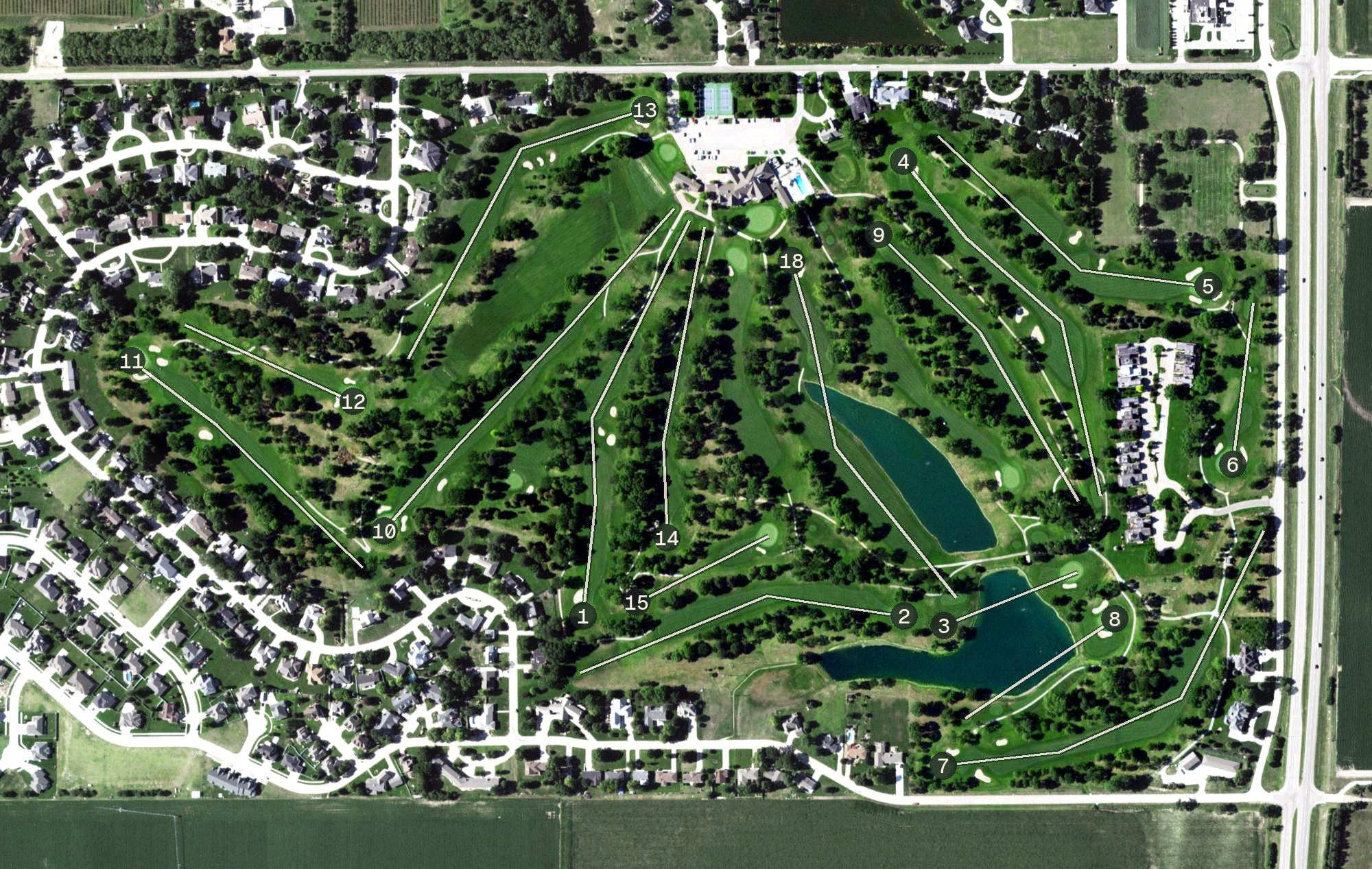 Aerial view of Lochland Country Club, NE