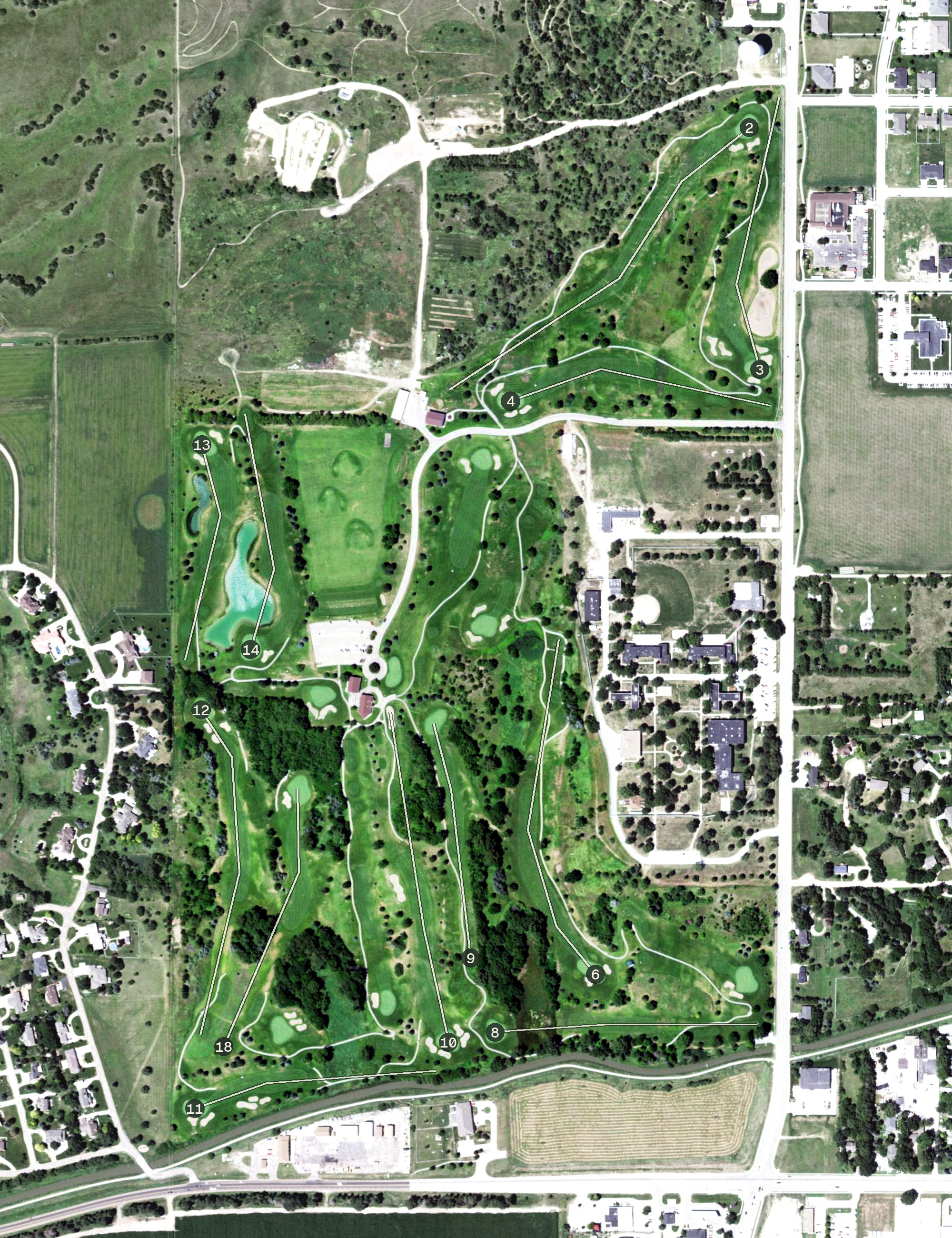 Aerial view of Meadowlark Hills Golf Course, NE