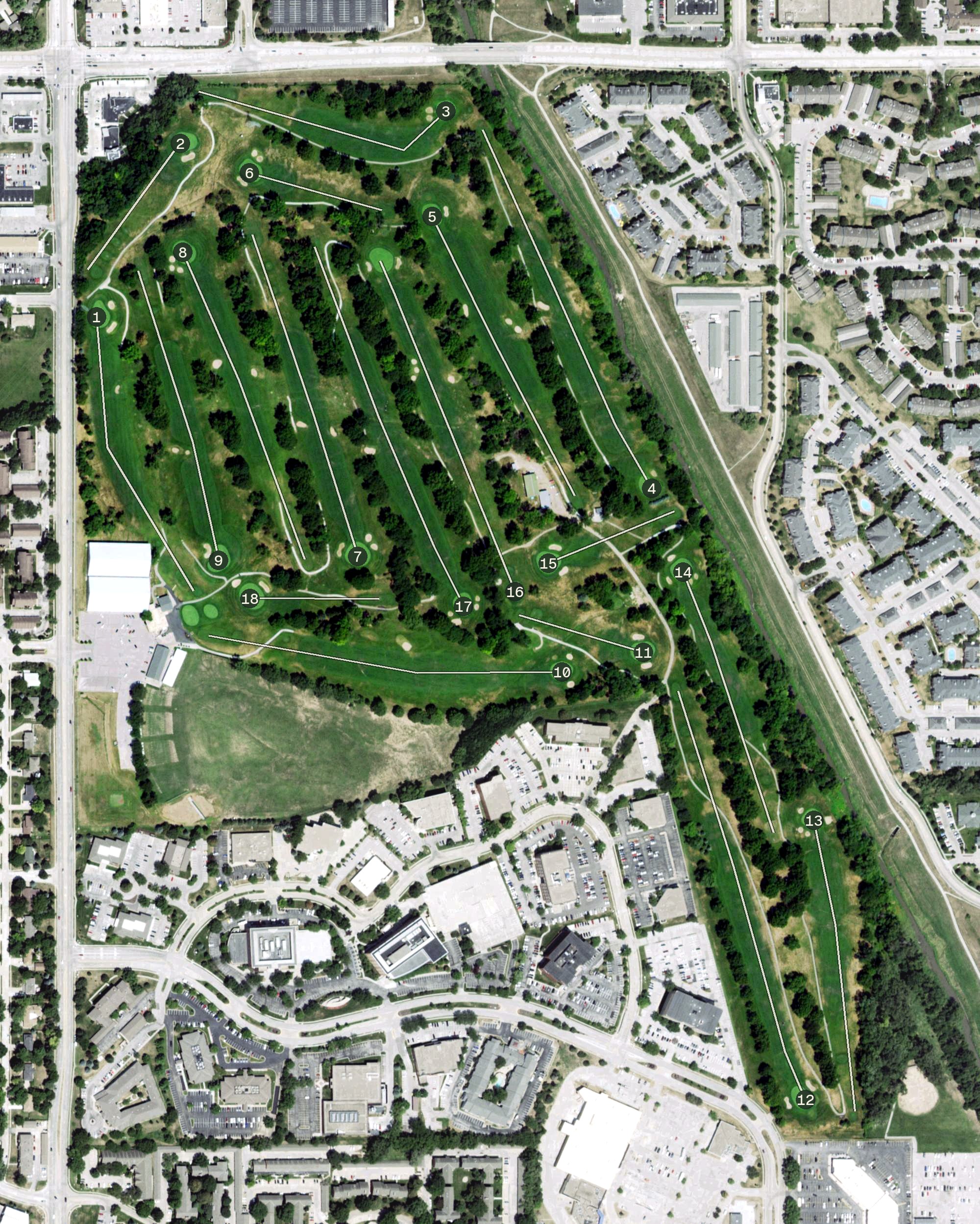 Aerial view of Miracle Hill Golf Course, NE