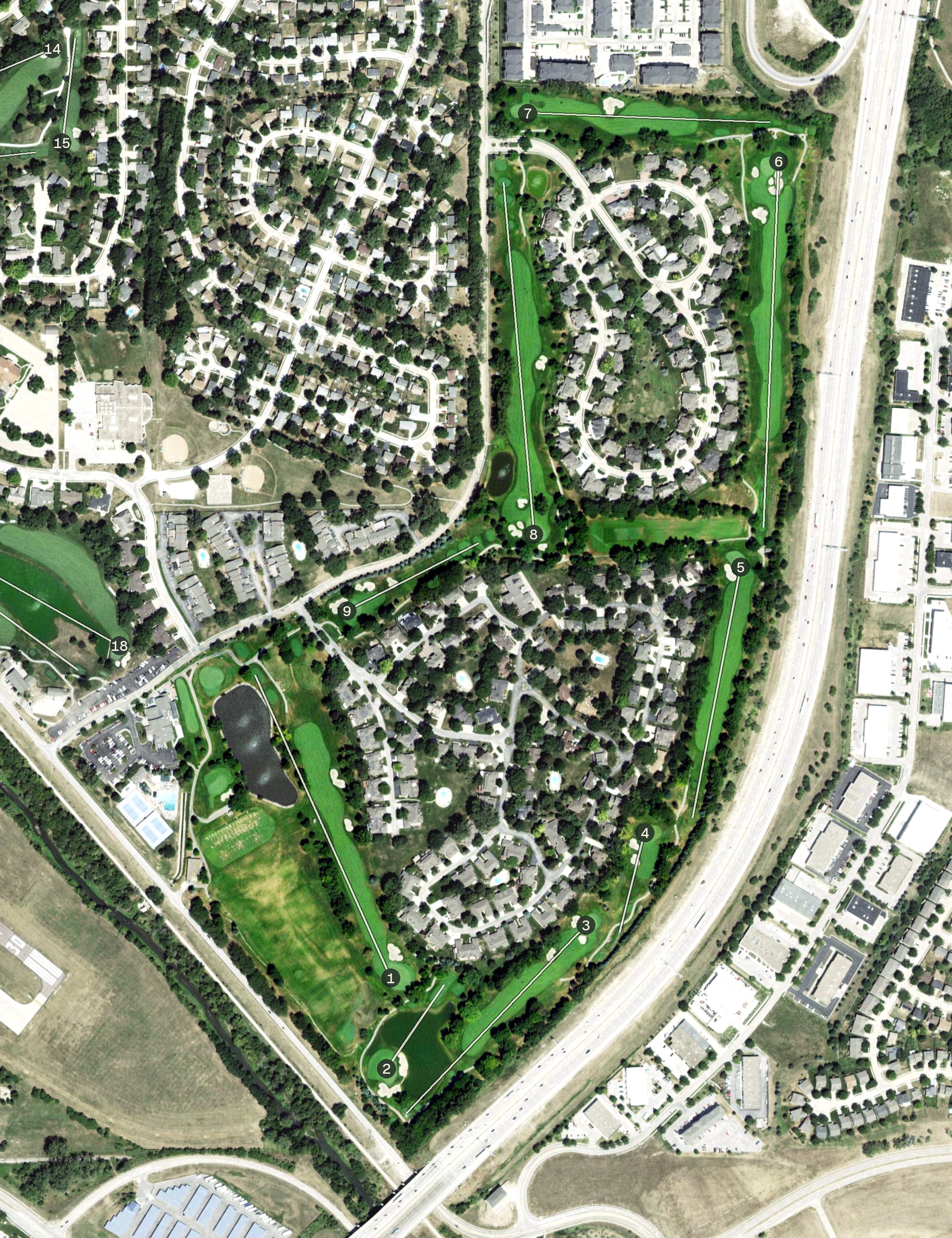 Aerial view of Oak Hills Country Club, NE