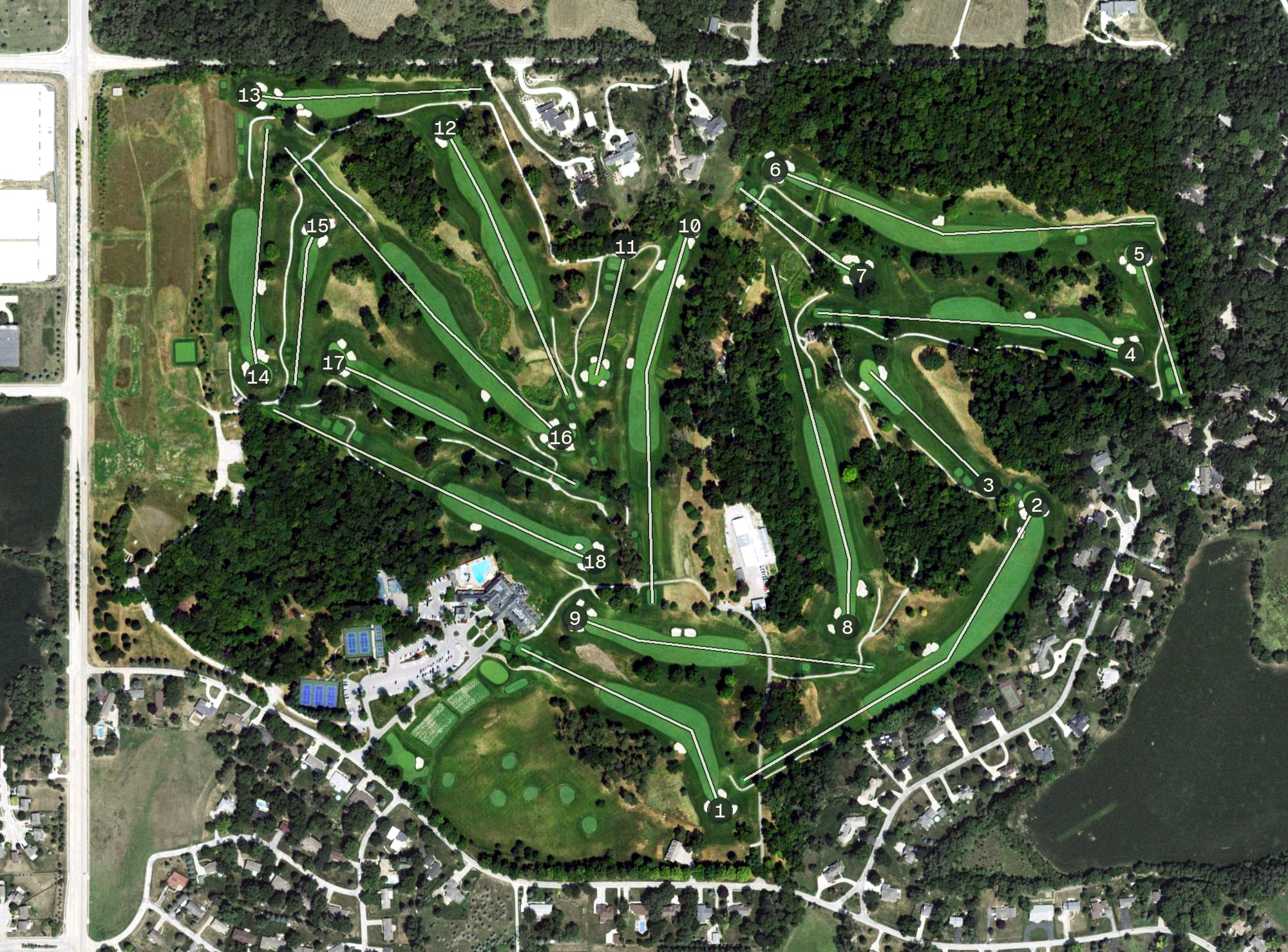 Aerial view of Omaha Country Club, NE