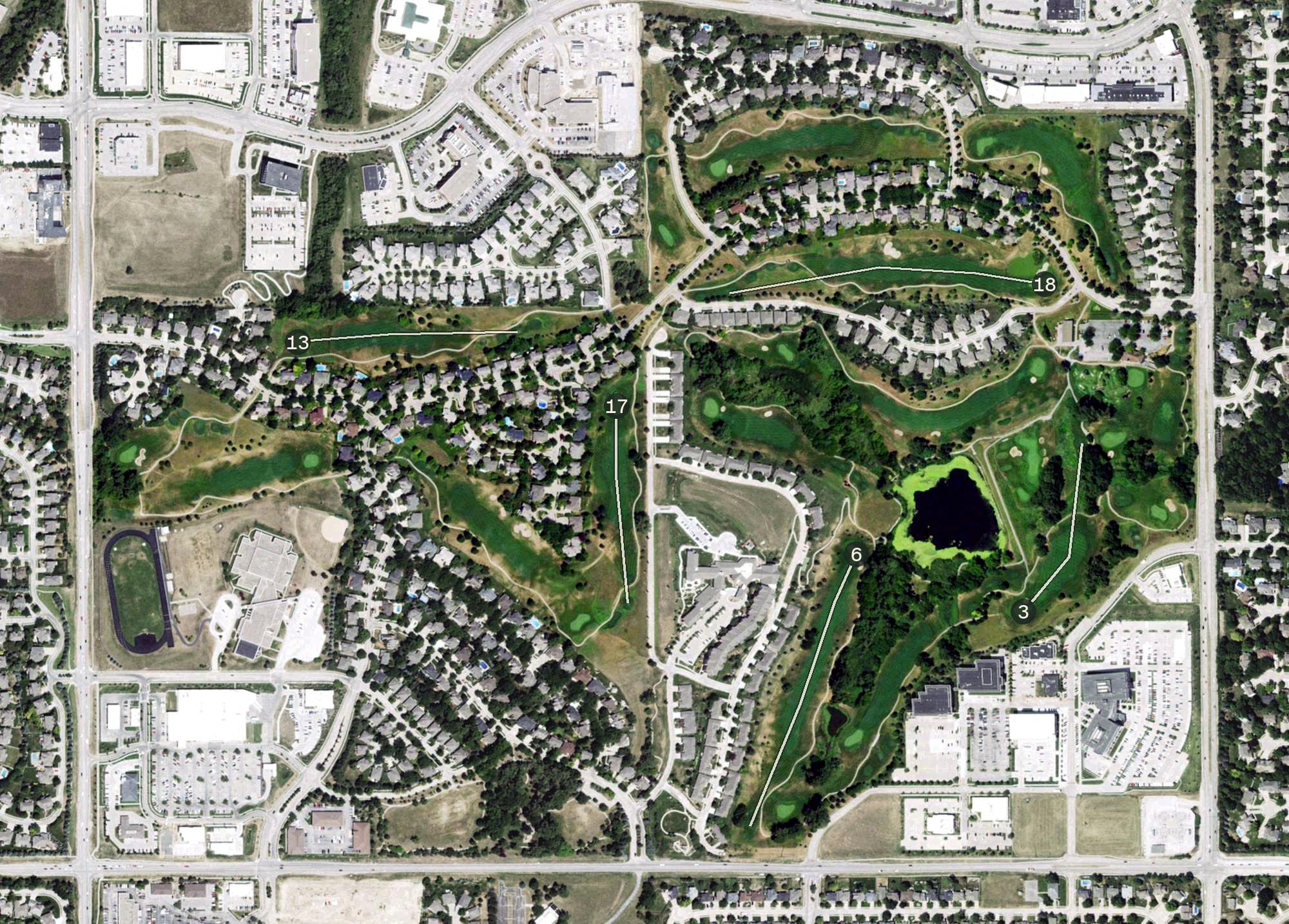 Aerial view of Pacific Springs Golf Course, NE