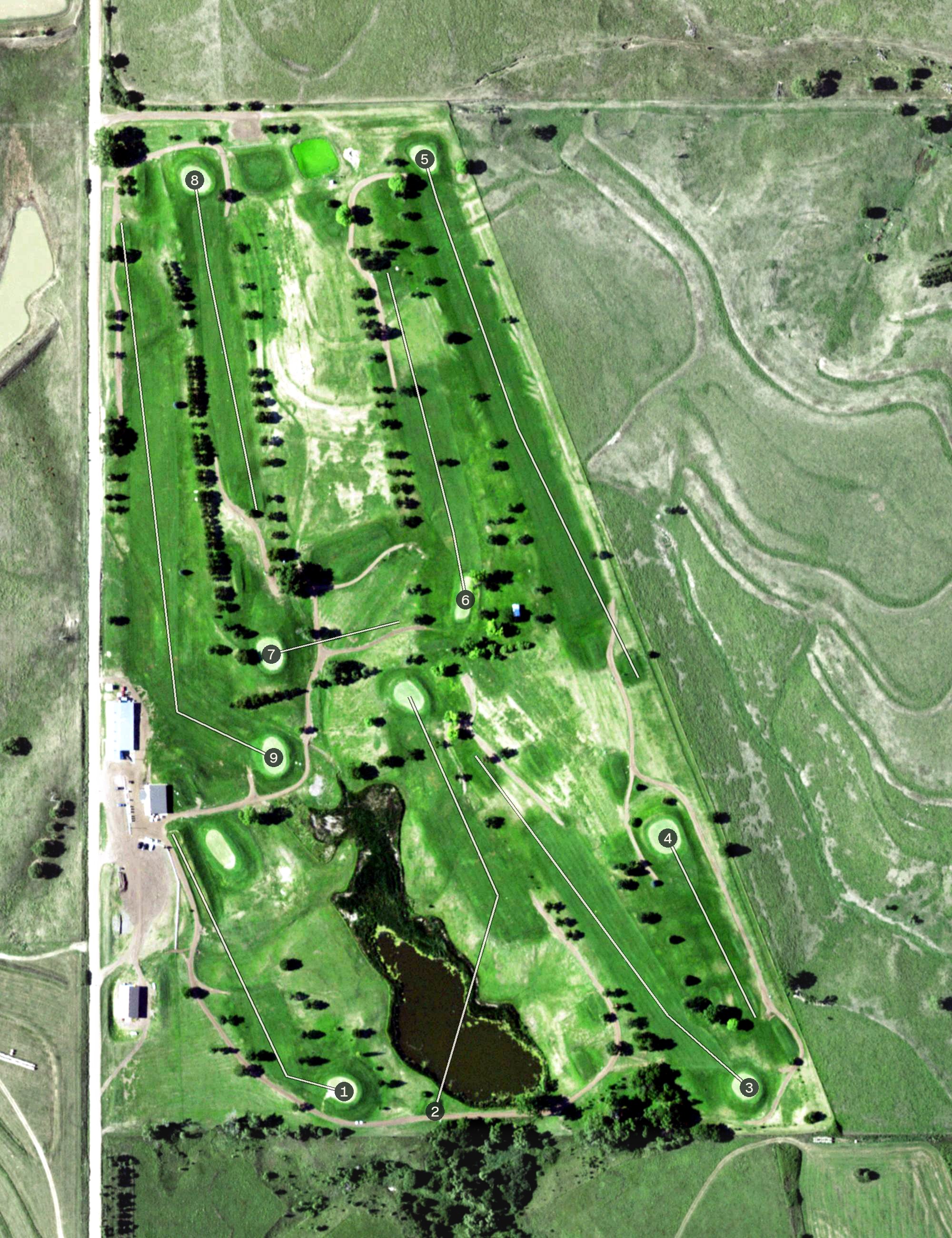Aerial view of Red Cloud Golf Course, NE