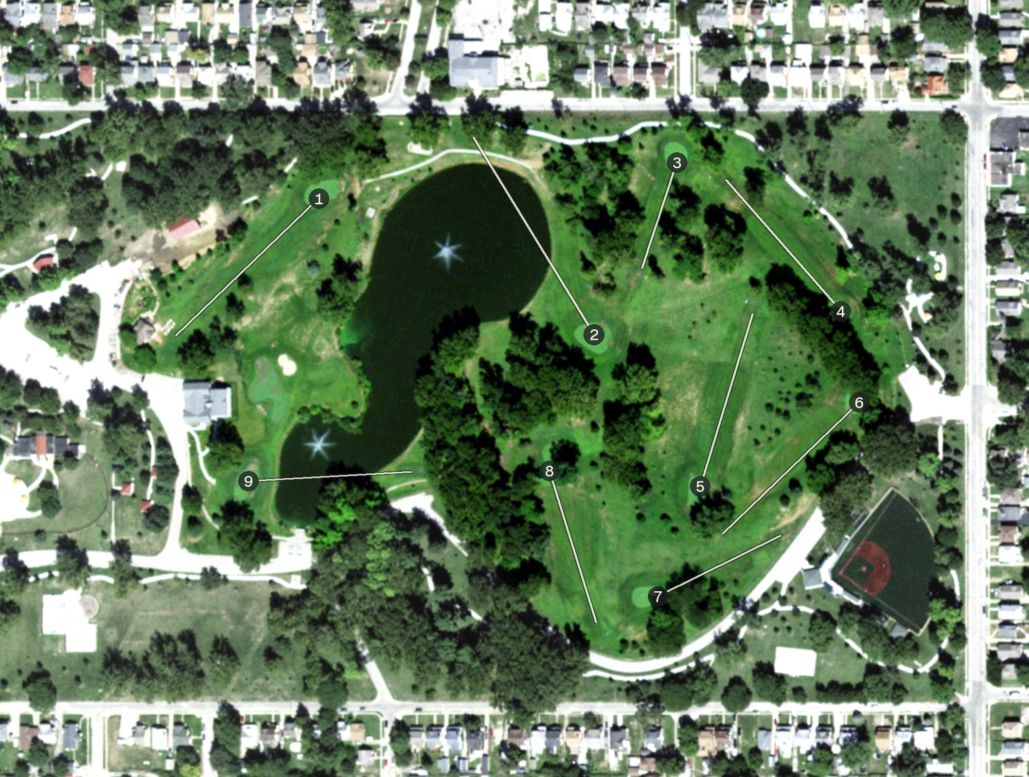 Aerial view of Steve Hogan Golf Course, NE