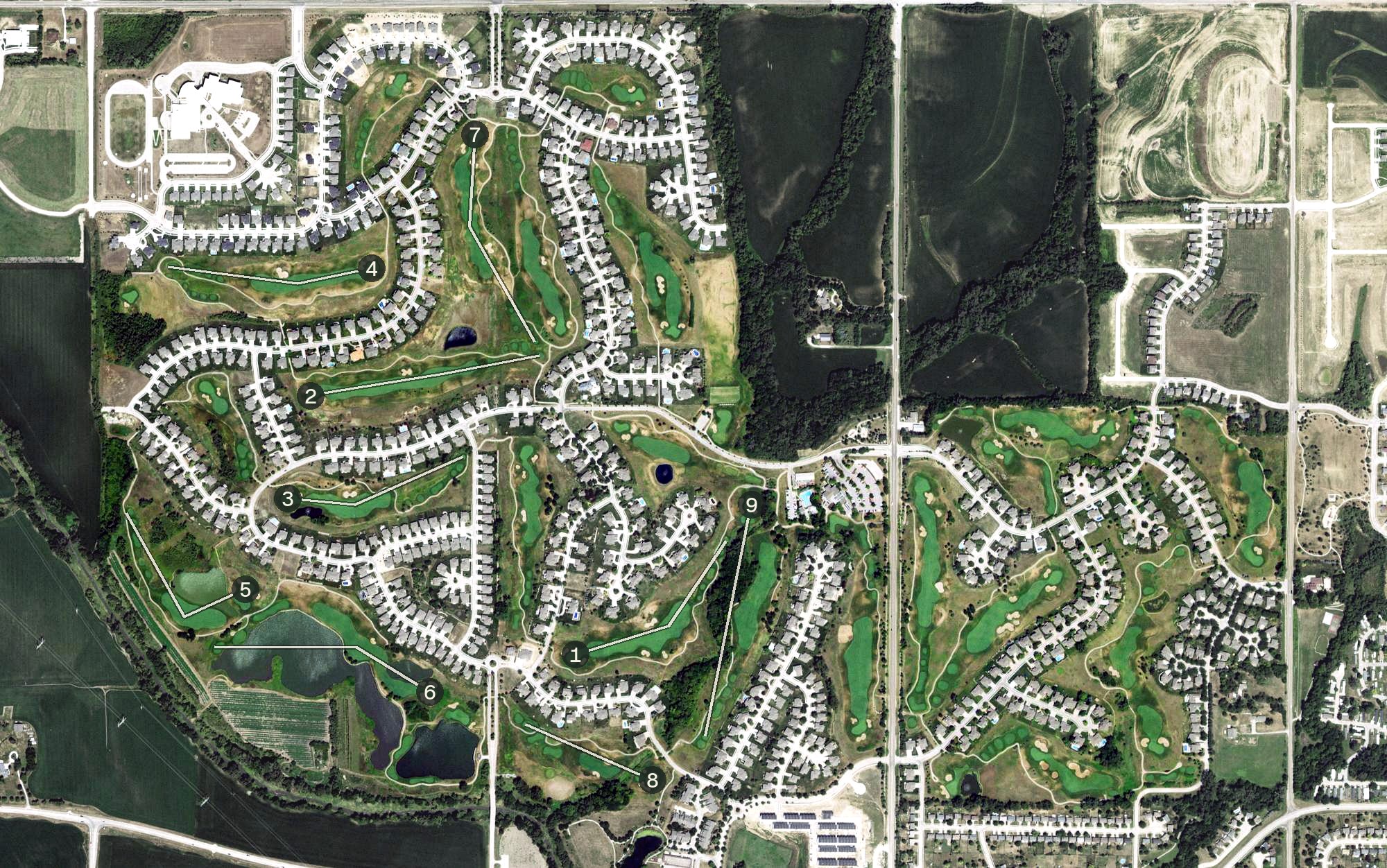 Aerial view of The Players Club, NE