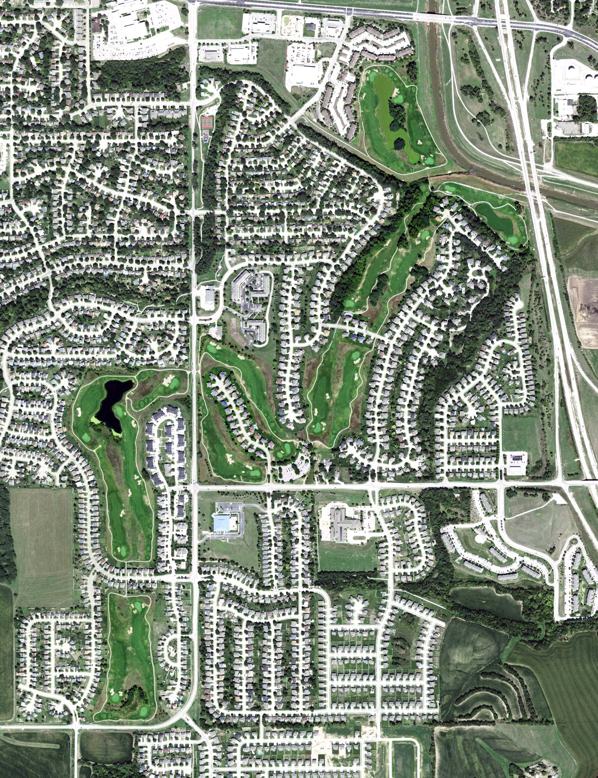 Aerial view of Tregaron Golf Course, NE
