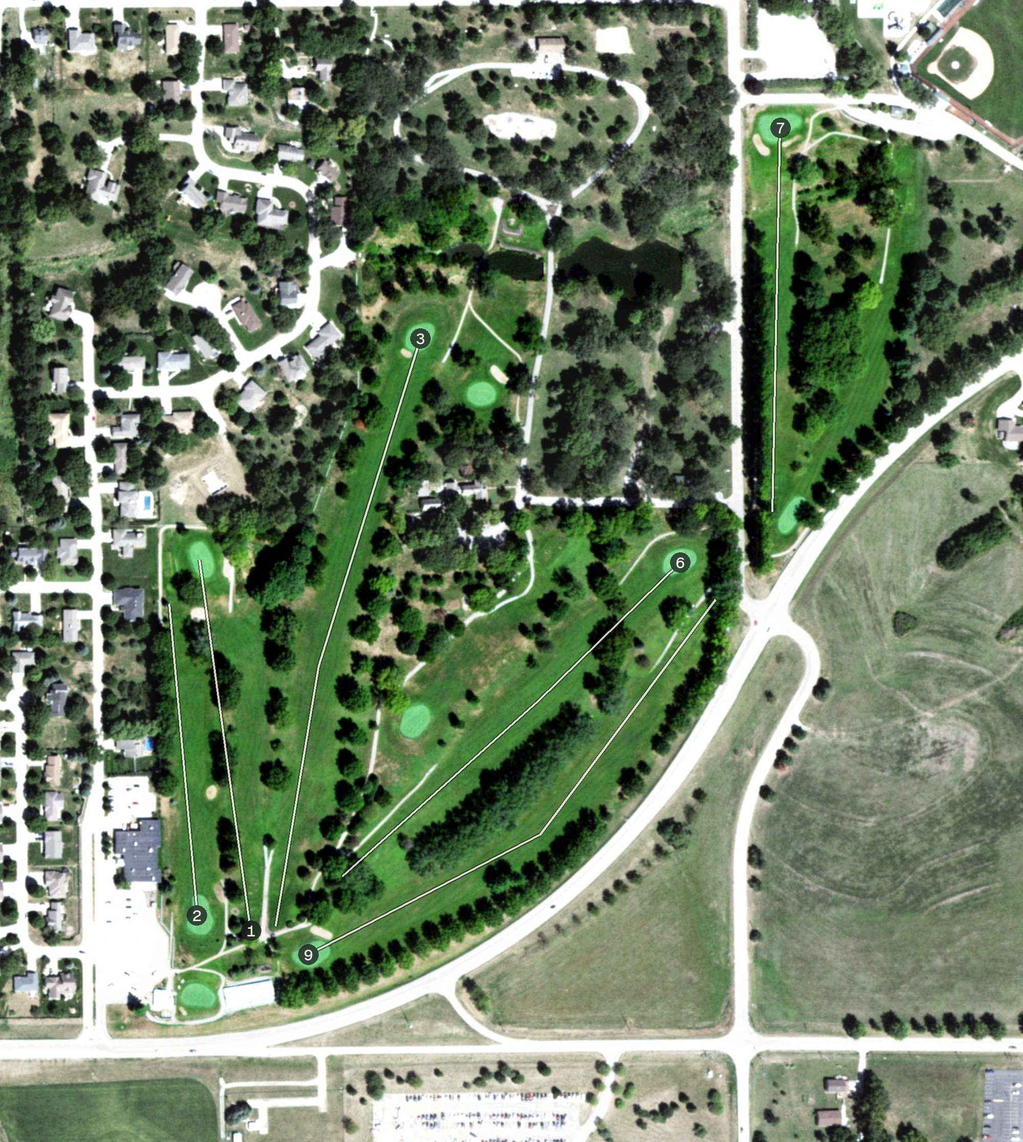 Aerial view of Wildwood Golf Course, NE