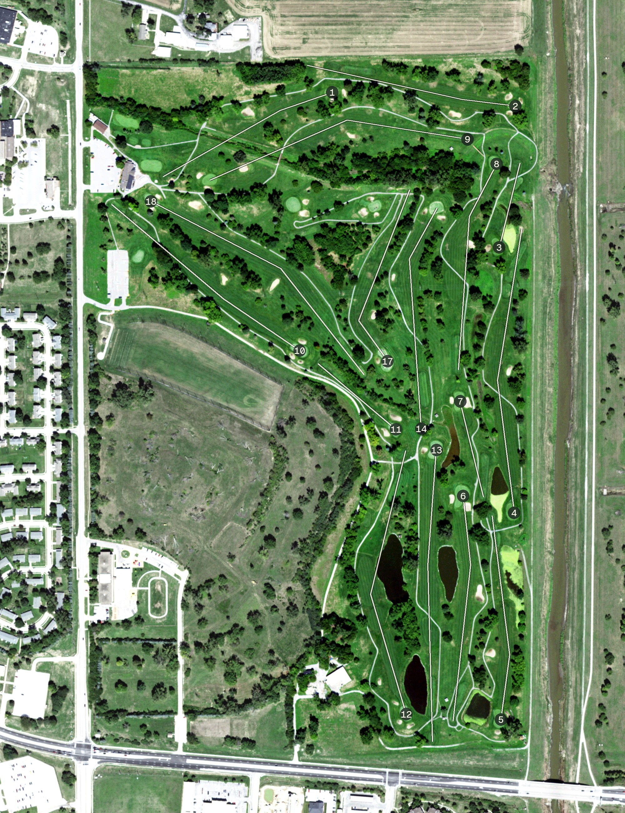 Aerial view of Willow Lakes Golf Course, NE