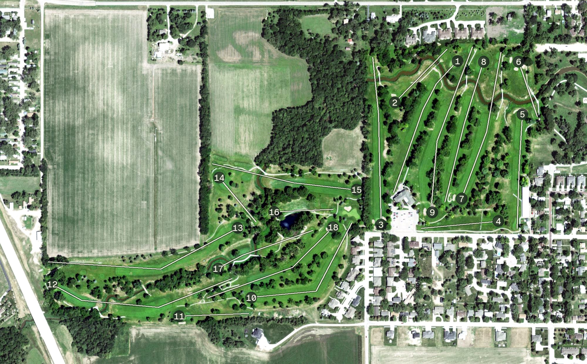 Aerial view of York Country Club, NE