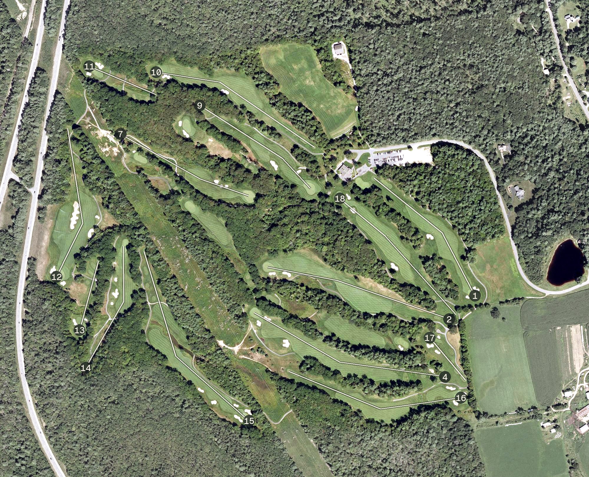 Aerial view of Canterbury Woods Country Club, NH