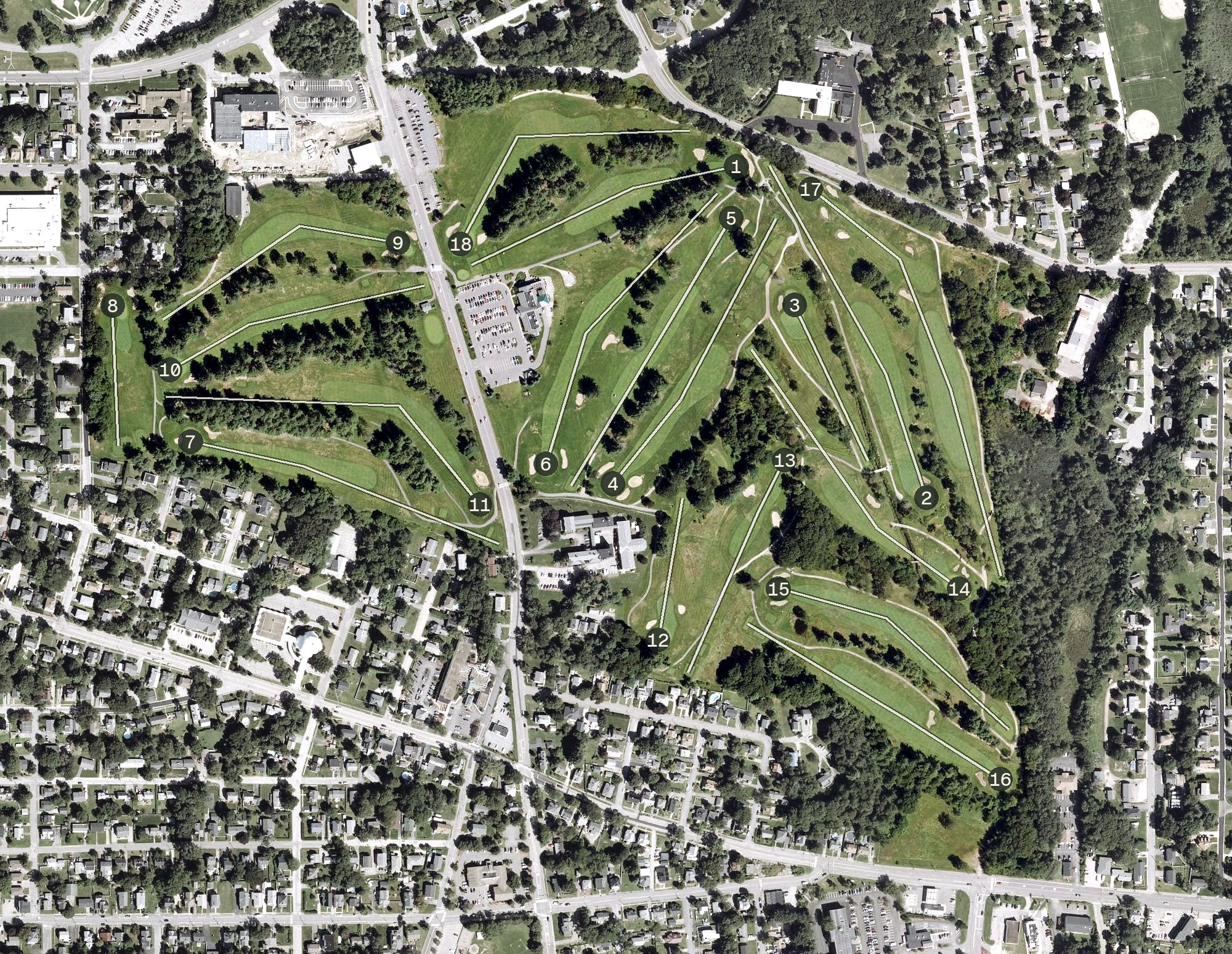 Aerial view of Derryfield Country Club, NH