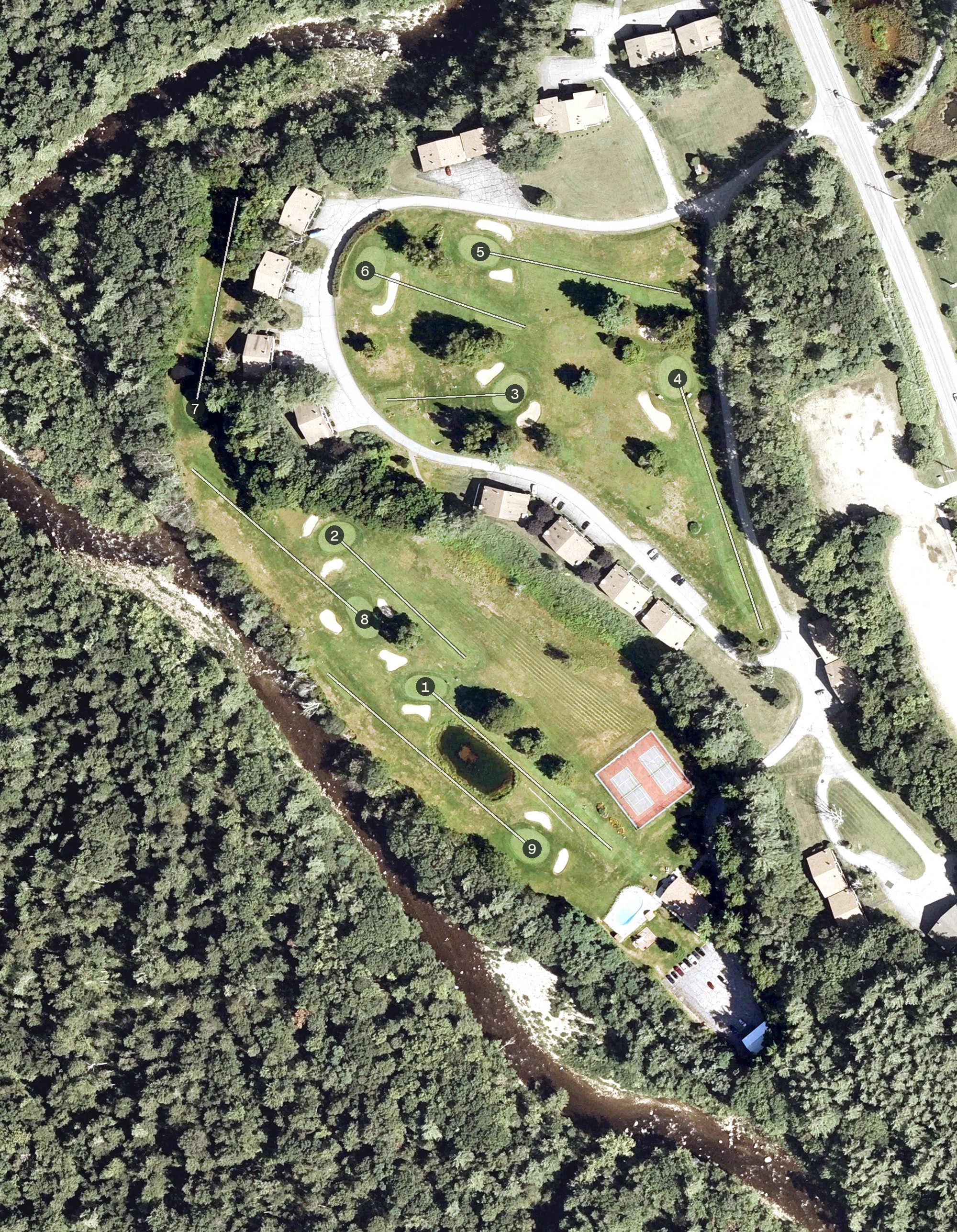 Aerial view of Linderhof Country Club, NH