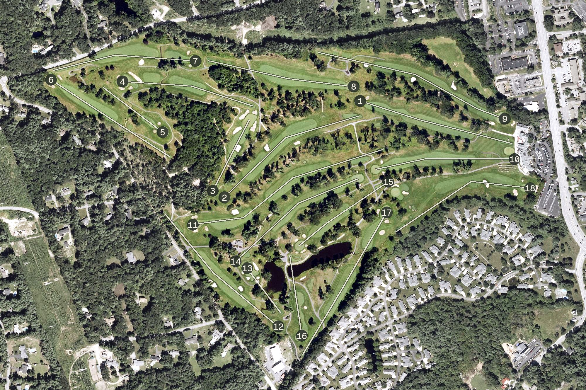 Aerial view of Manchester Country Club, NH