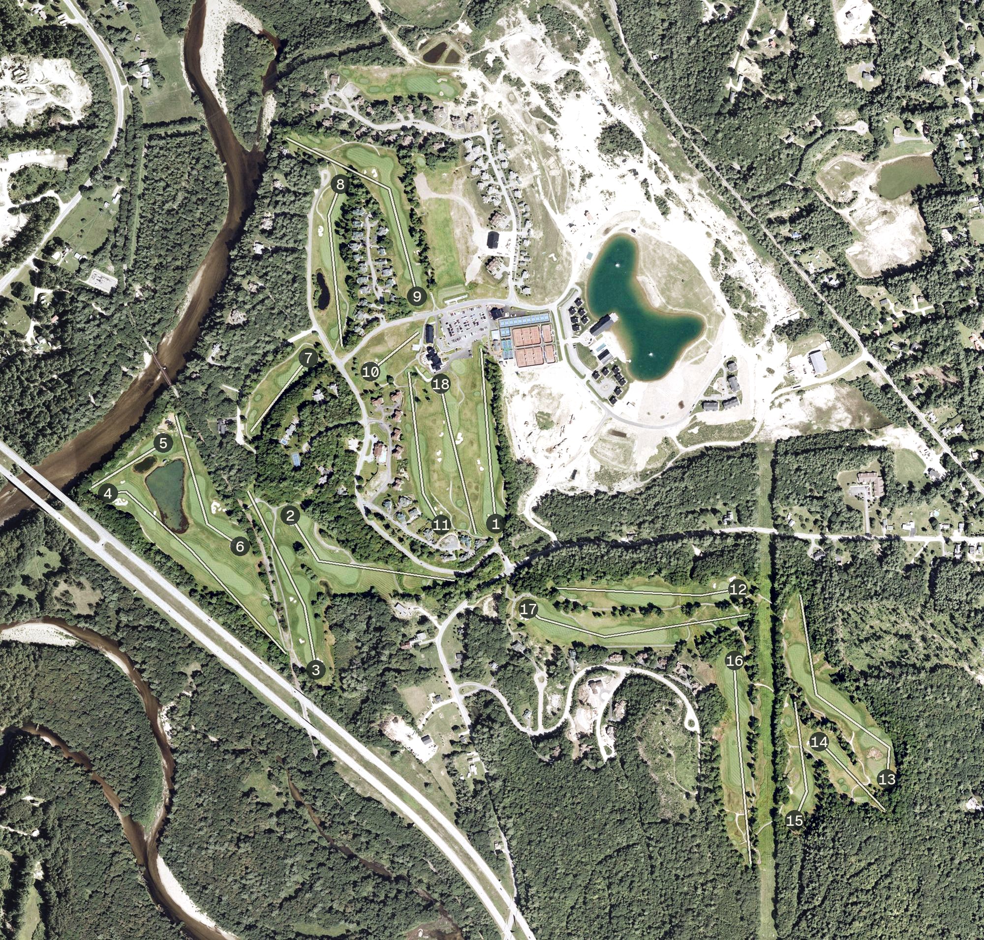 Aerial view of Owl's Nest Resort Golf Course, NH