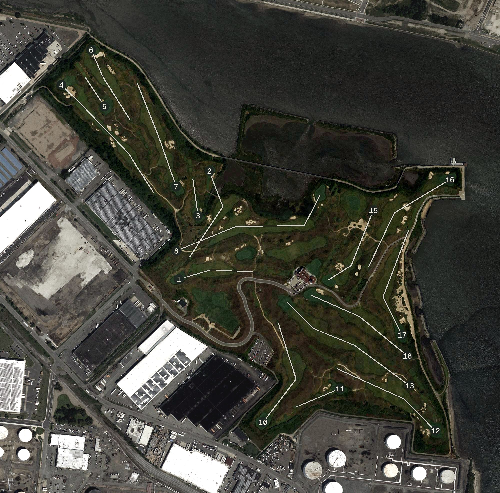 Aerial view of Bayonne Golf Club, NJ
