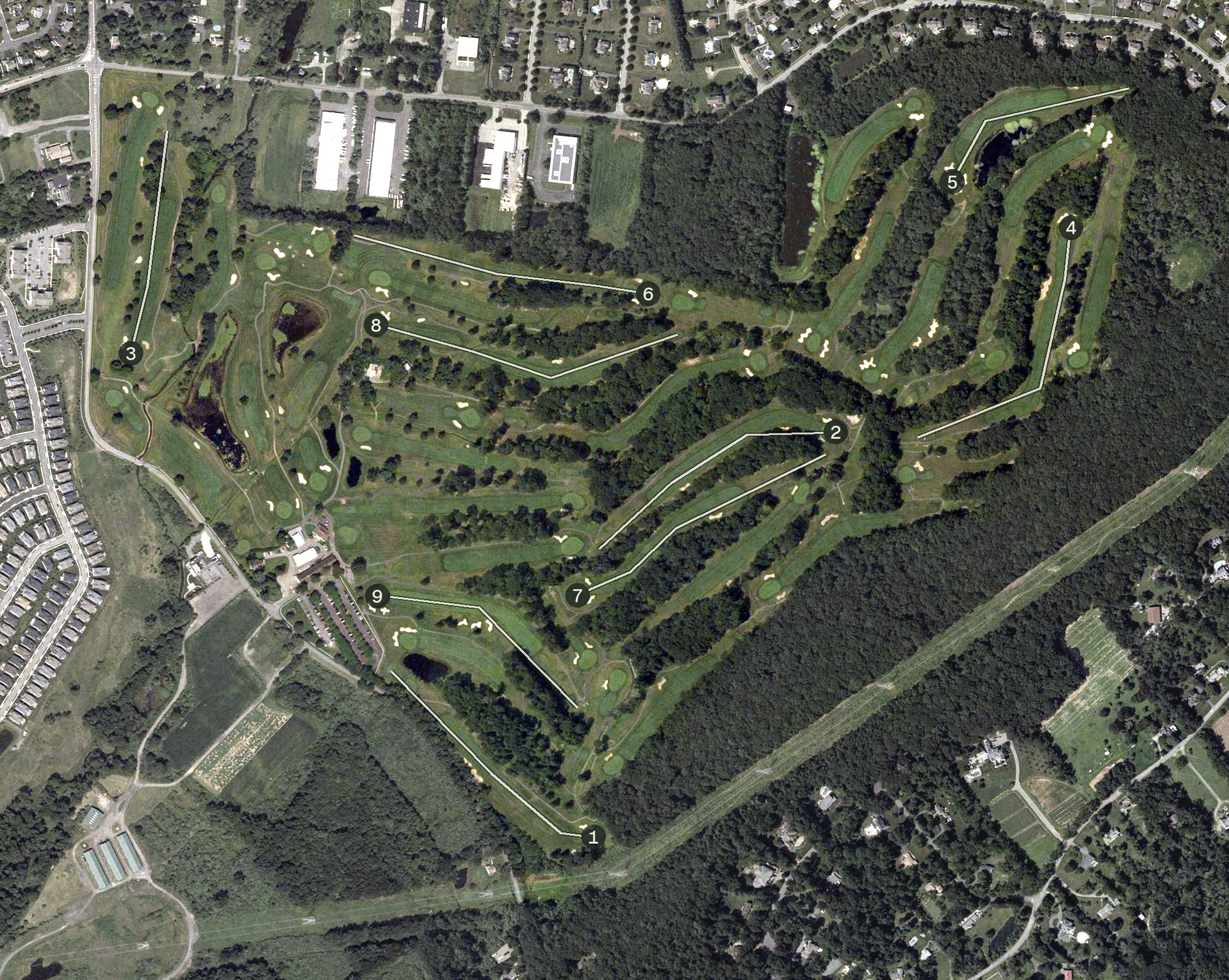 Aerial view of Flanders Valley Golf Course, NJ