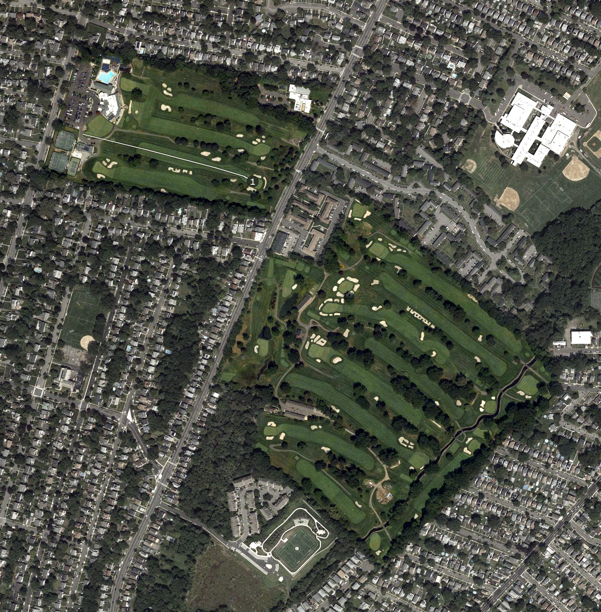 Aerial view of Glen Ridge Country Club, NJ