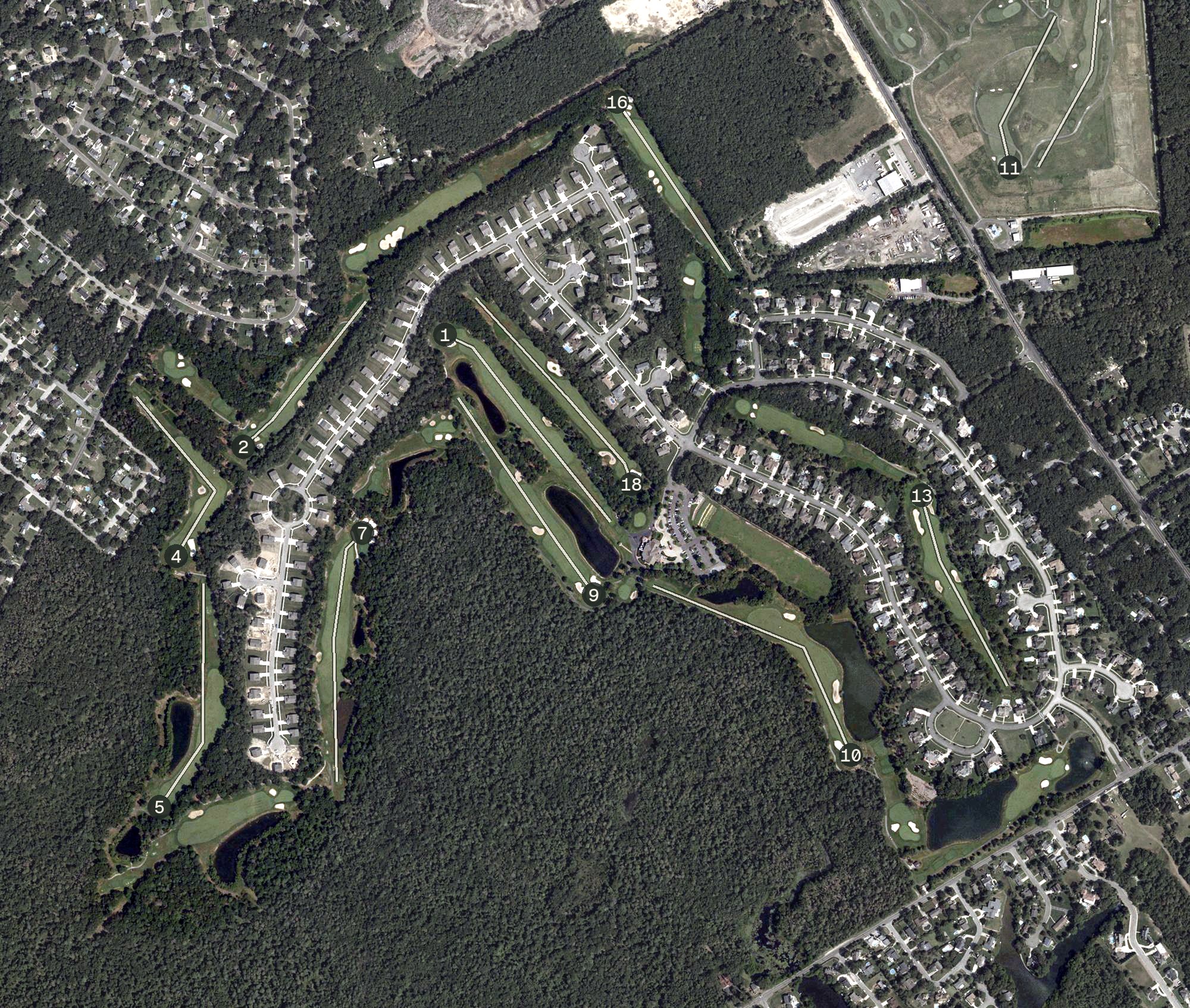 Aerial view of Harbor Pines Golf Club, NJ