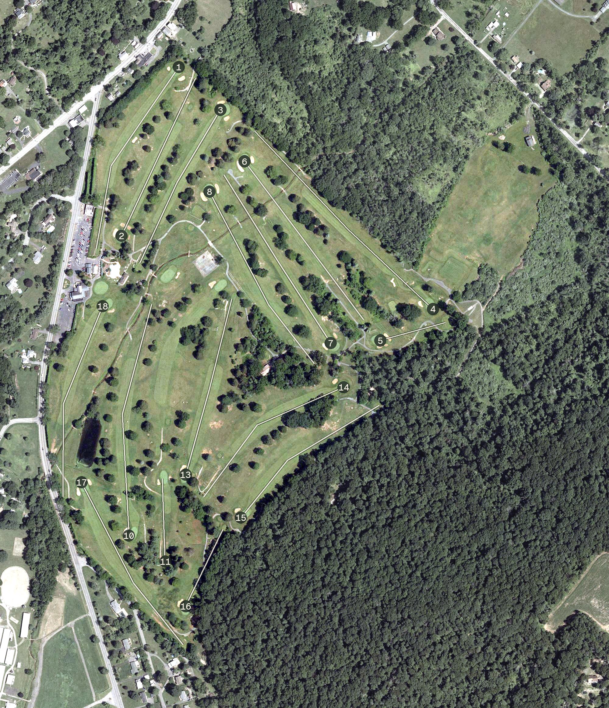 Aerial view of Harkers Hollow Golf Club, NJ