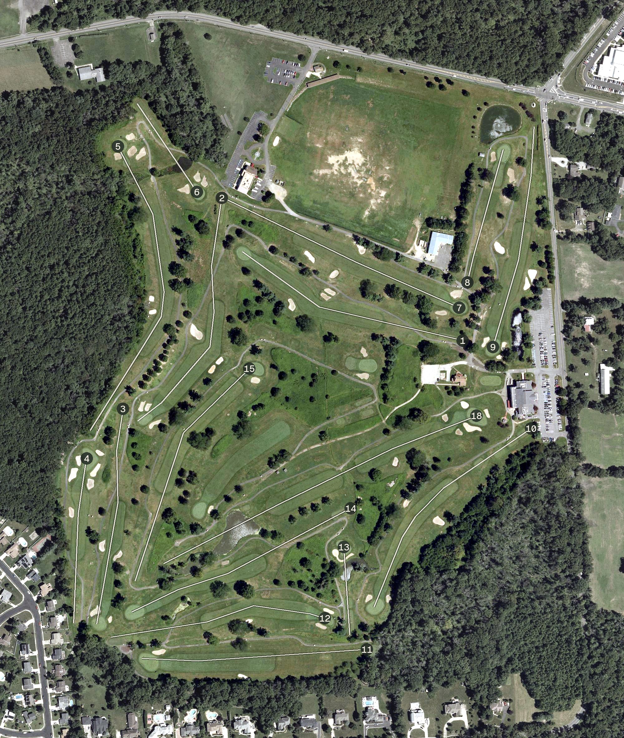 Aerial view of Indian Spring Country Club, NJ