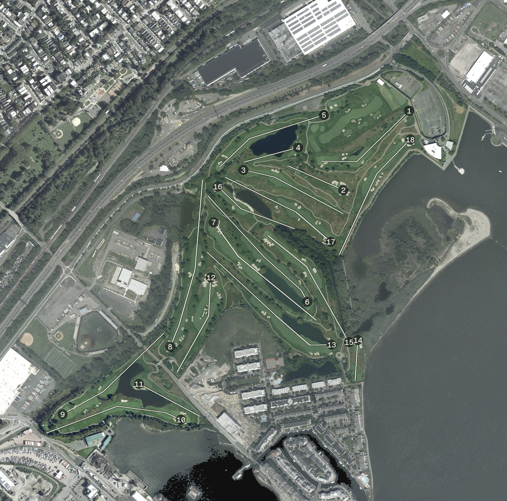 Aerial view of Liberty National Golf Club, NJ