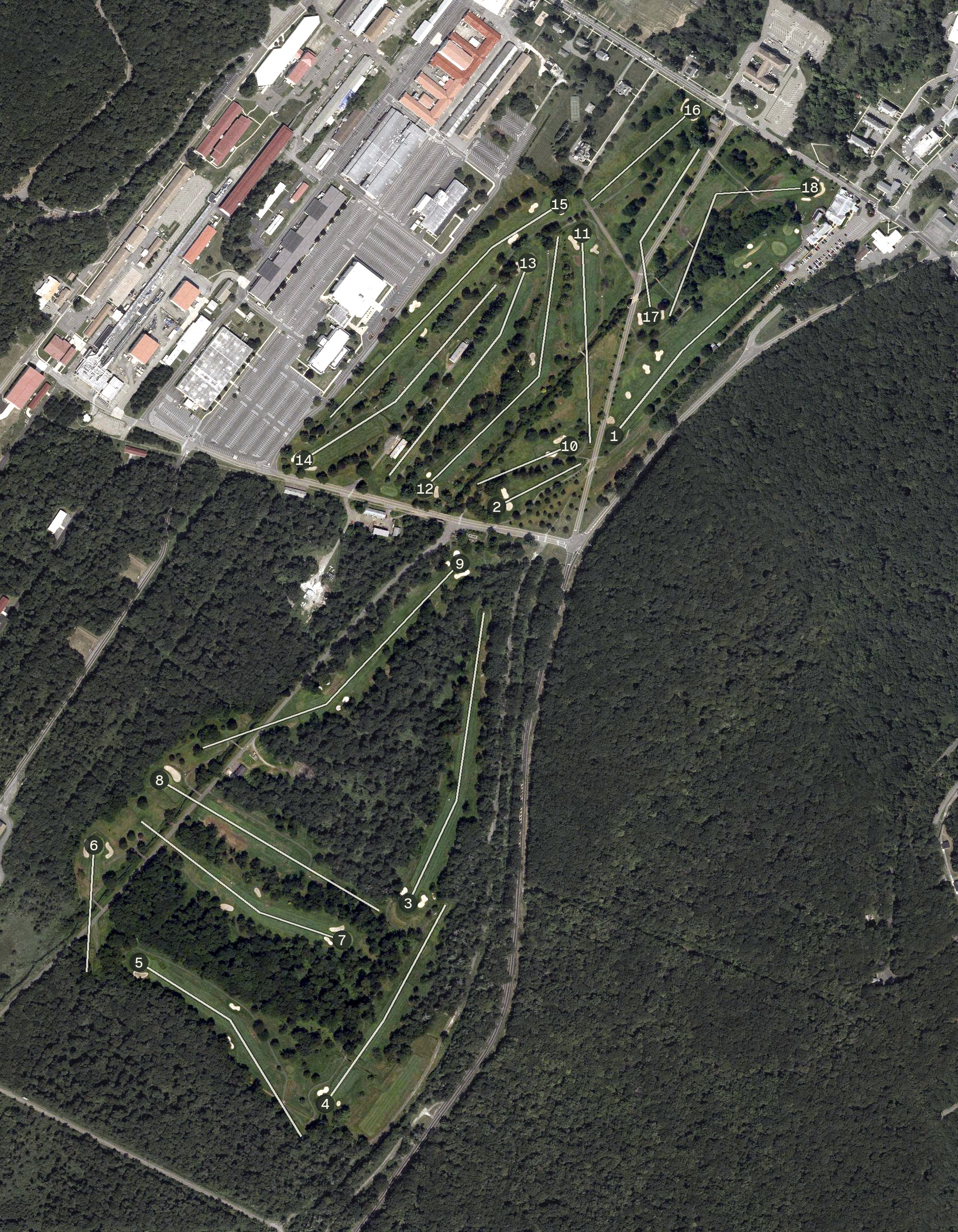 Aerial view of Picatinny Arsenal Golf Course, NJ