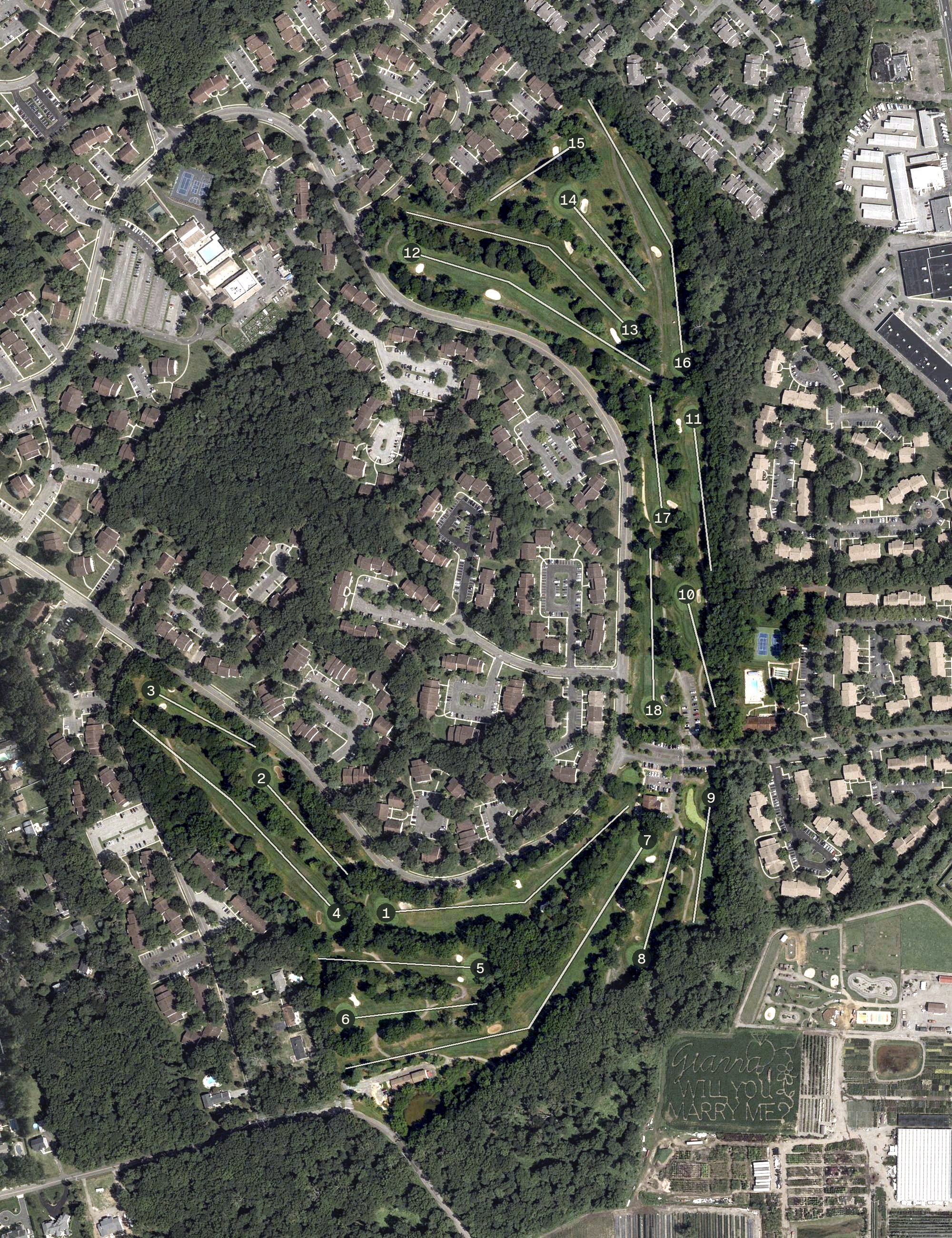 Aerial view of Pine Brook Golf Course, NJ
