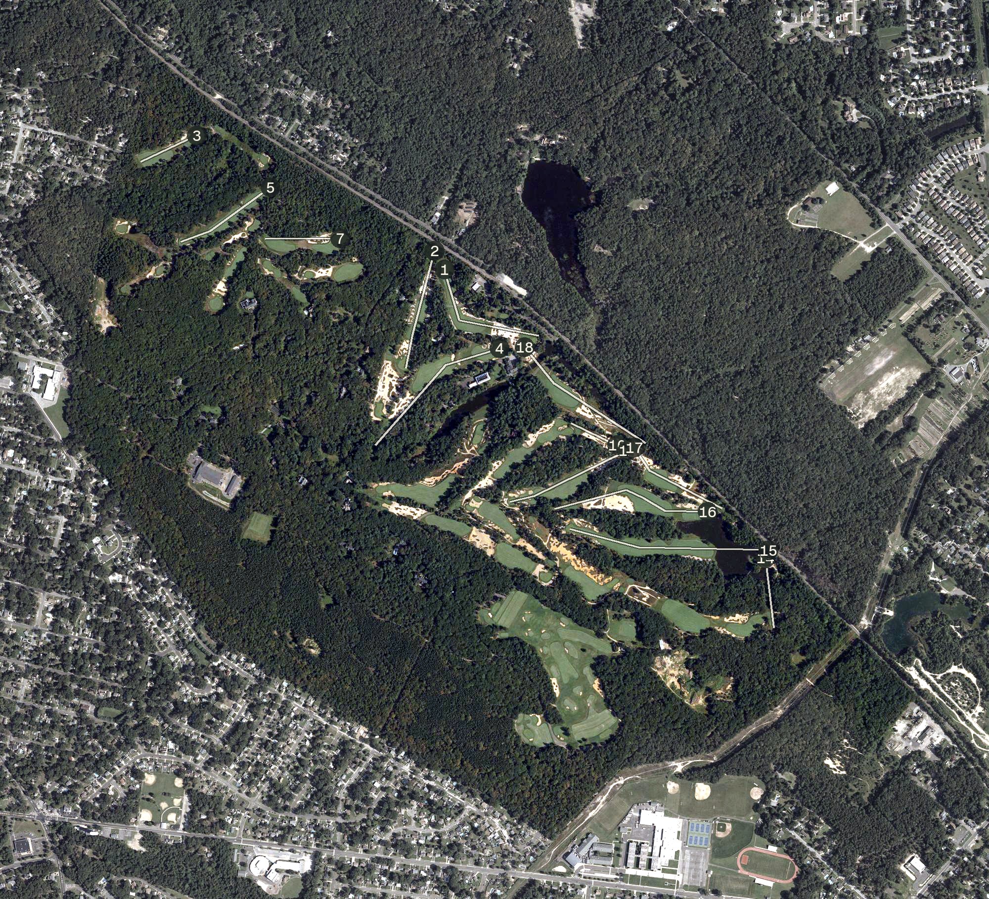 Aerial view of Pine Valley Country Club, NJ