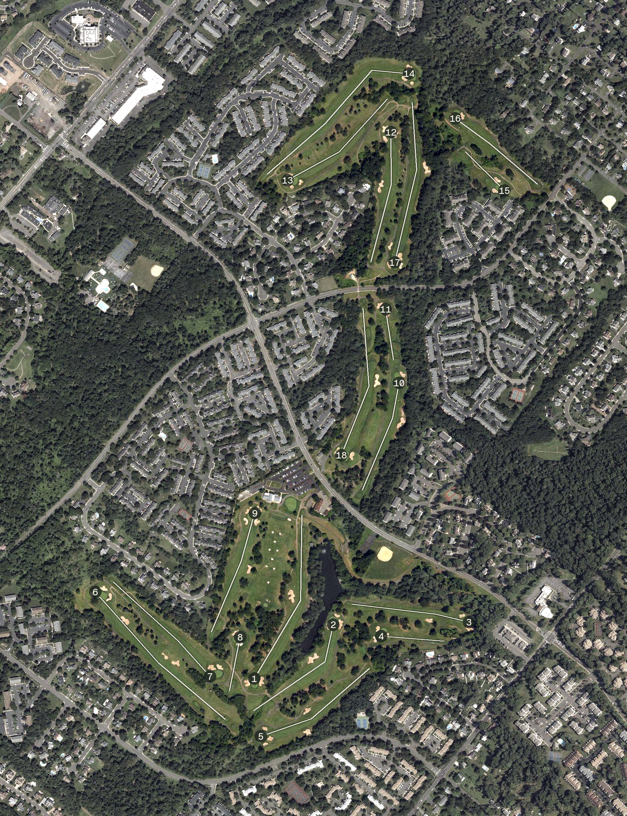 Aerial view of Quail Brook Golf Course, NJ