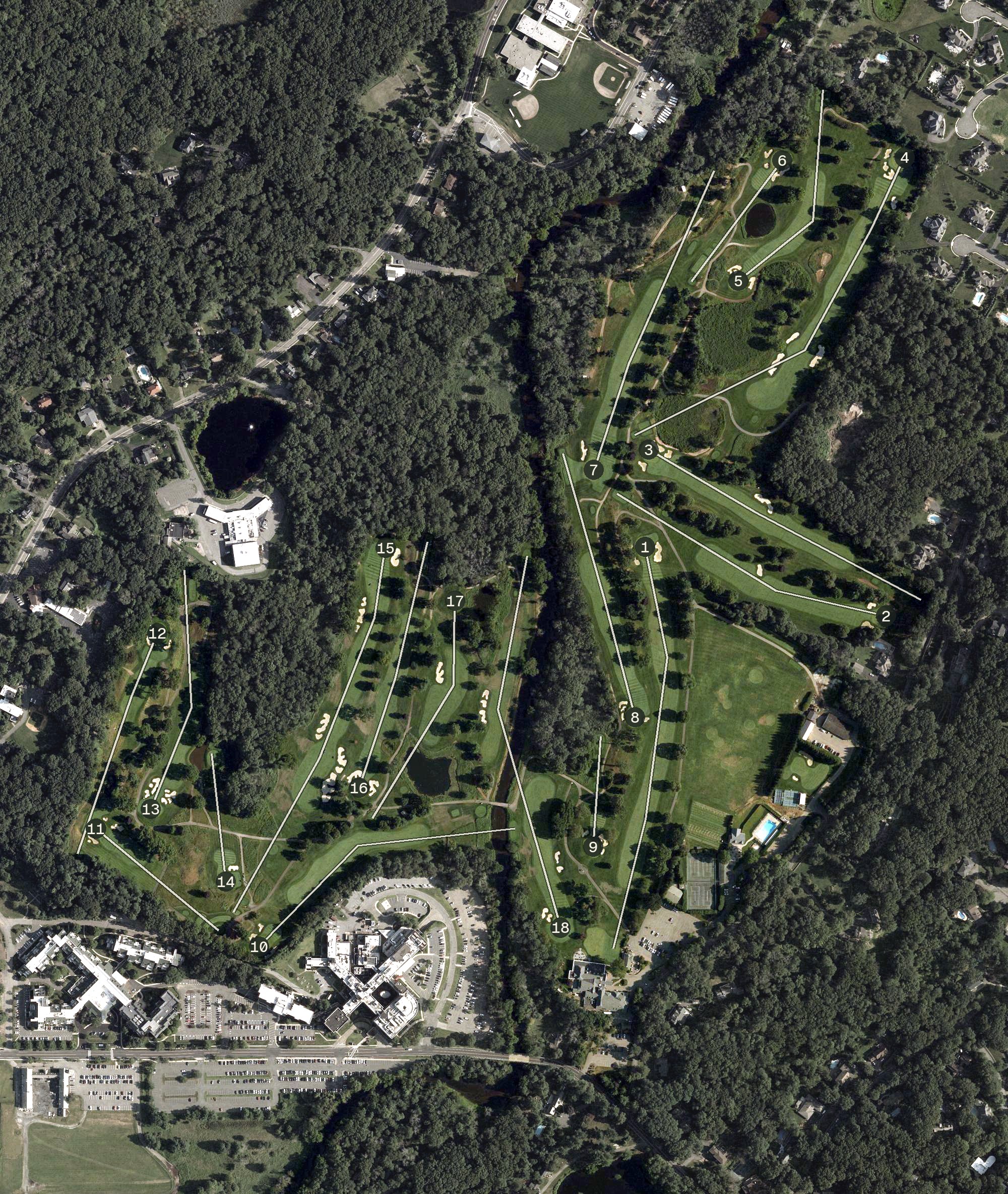 Aerial view of Rockaway River Country Club, NJ
