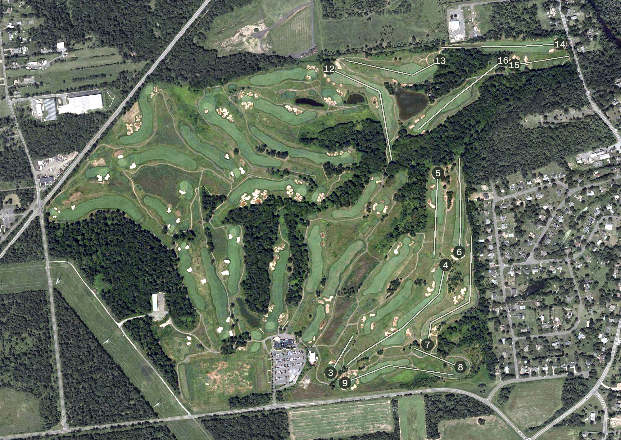 Aerial view of Royce Brook Golf Club (East Course), NJ