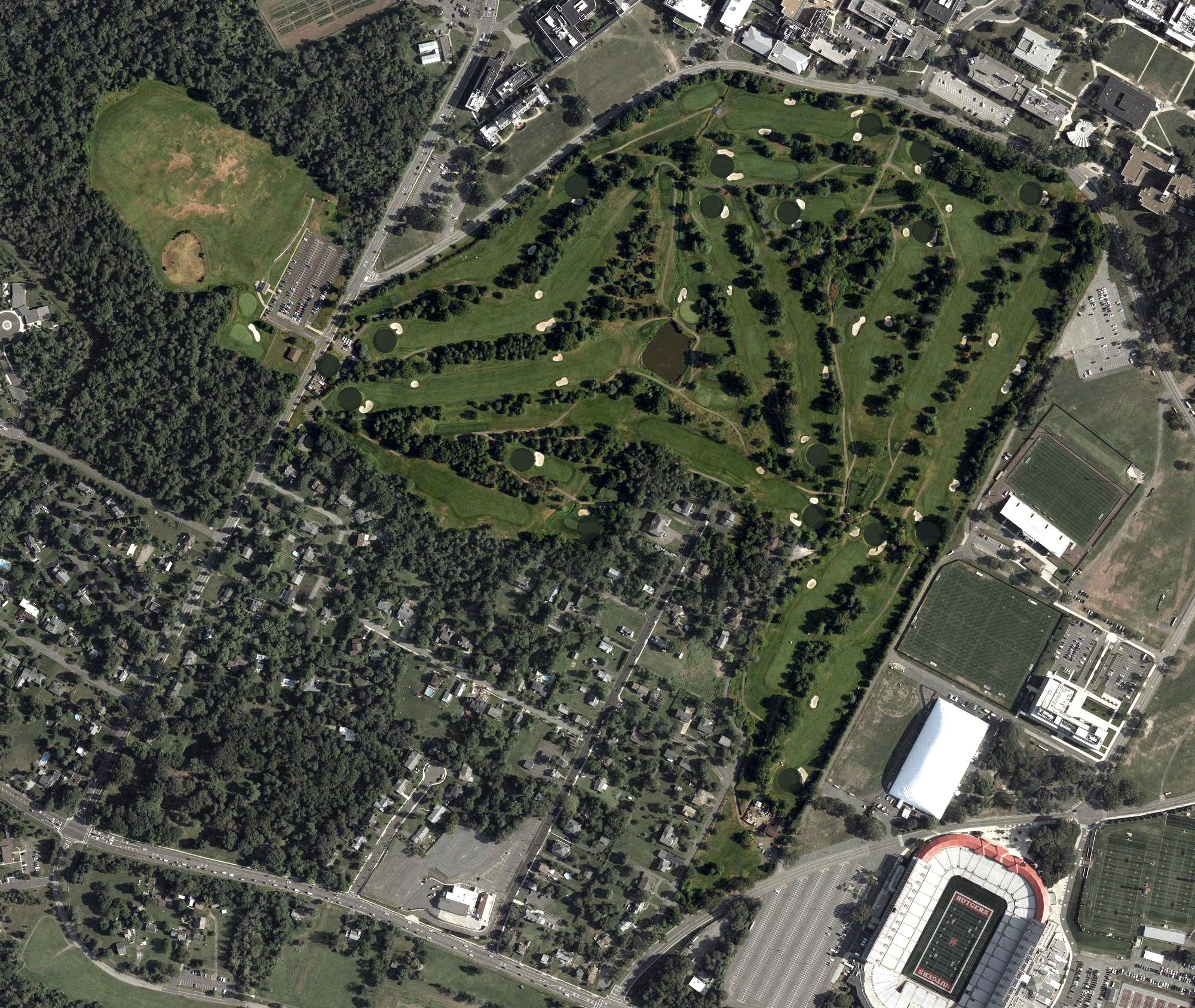 Aerial view of Rutgers University Golf Course, NJ