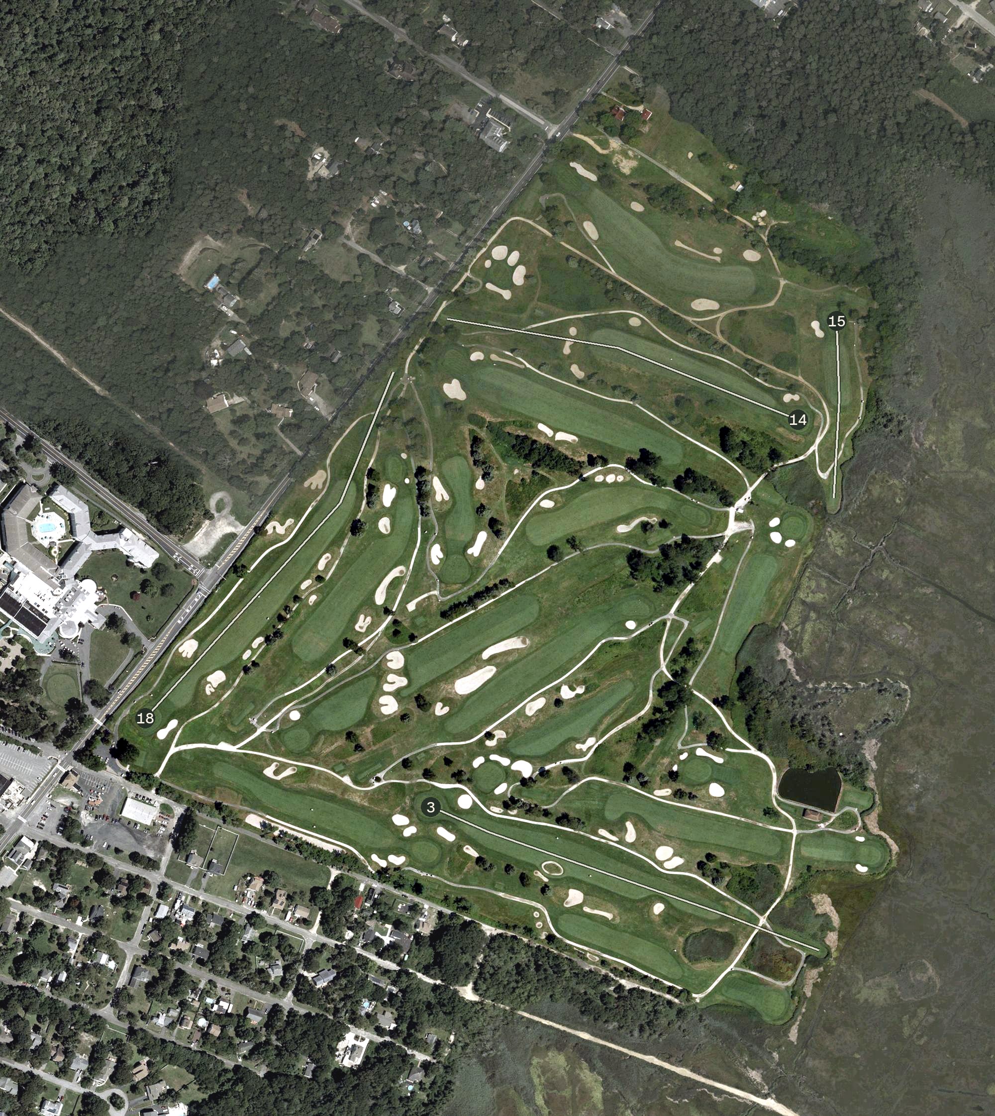 Aerial view of Seaview Golf Club Bay Course, NJ
