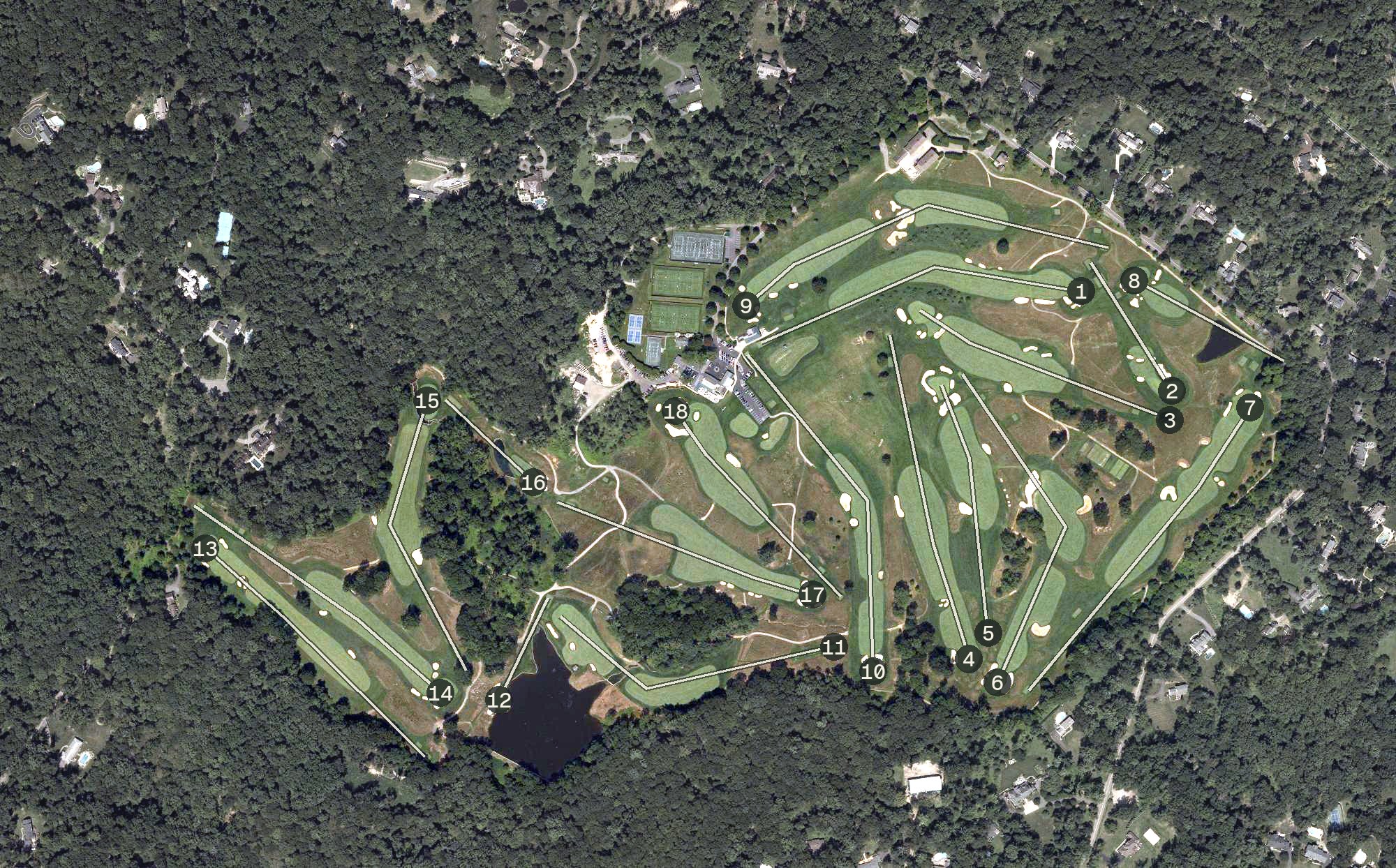 Aerial view of Somerset Hills Country Club, NJ