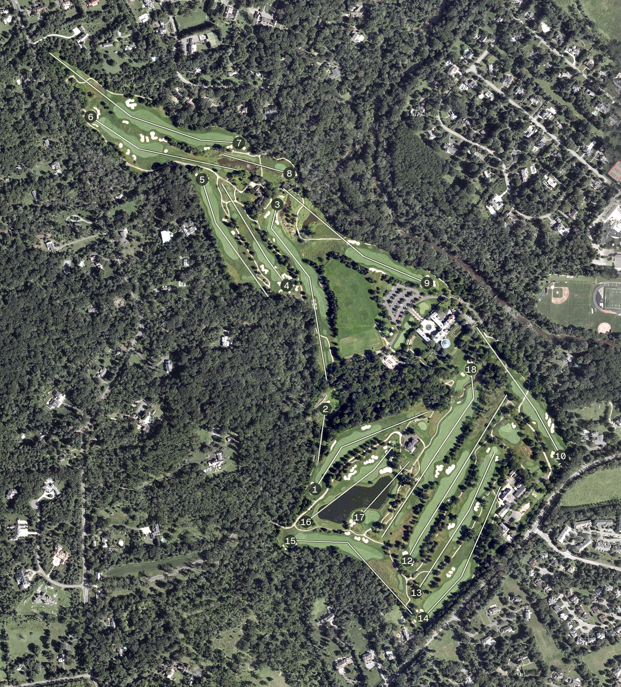 Aerial view of TPC Jasna Polana, NJ