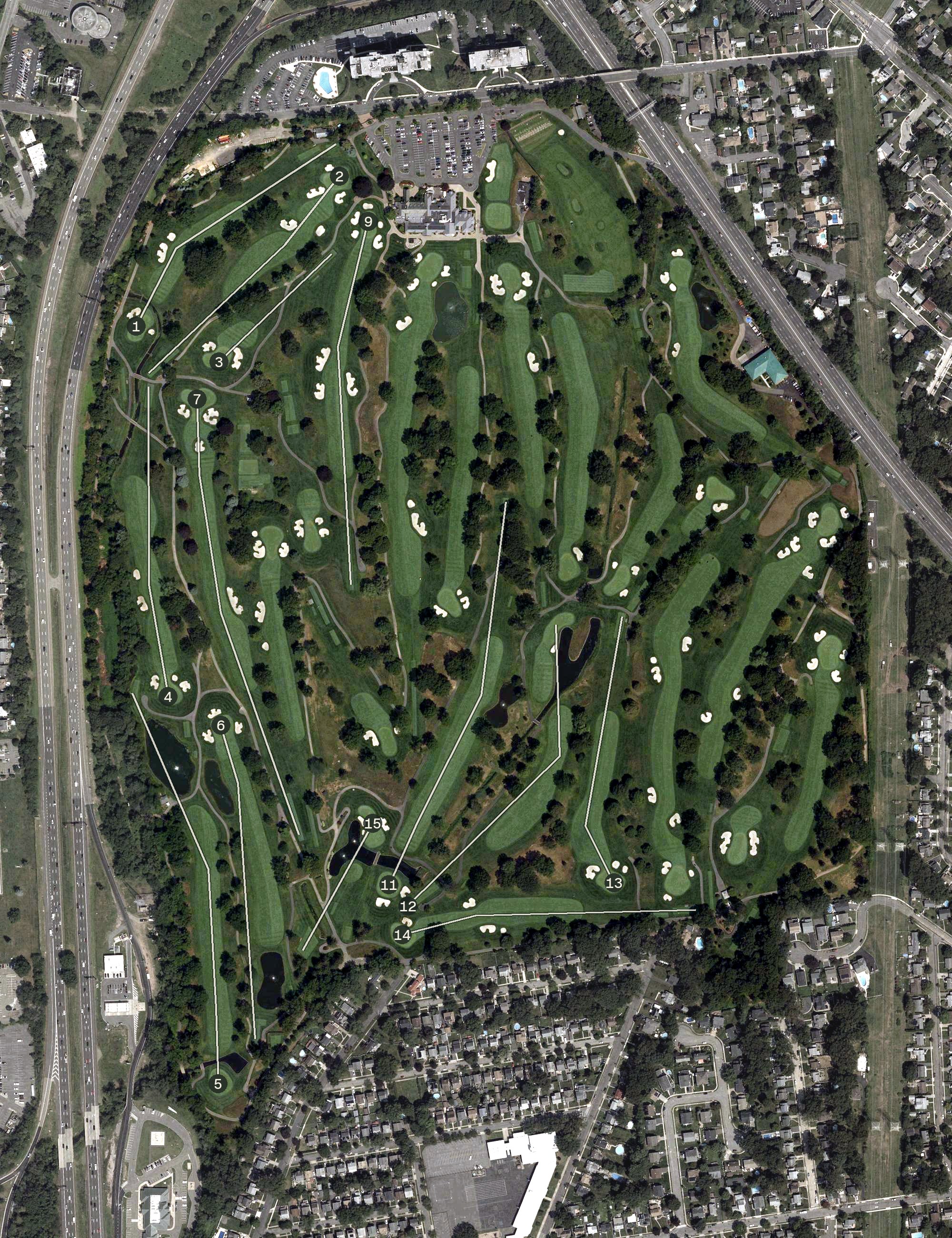 Aerial view of Upper Montclair Country Club, NJ