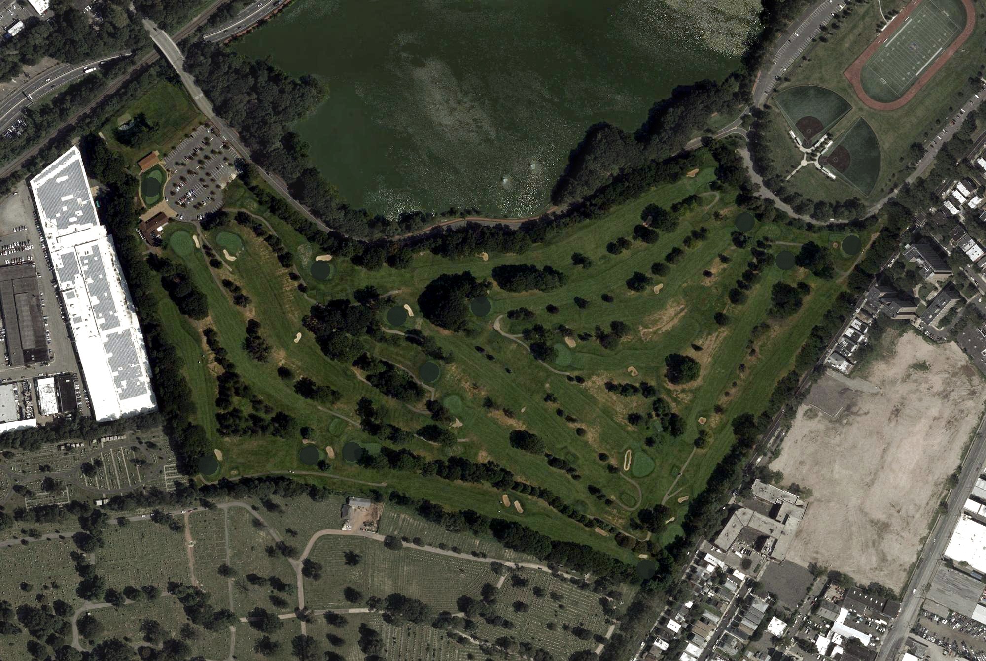 Aerial view of Weequahic Golf Course, NJ