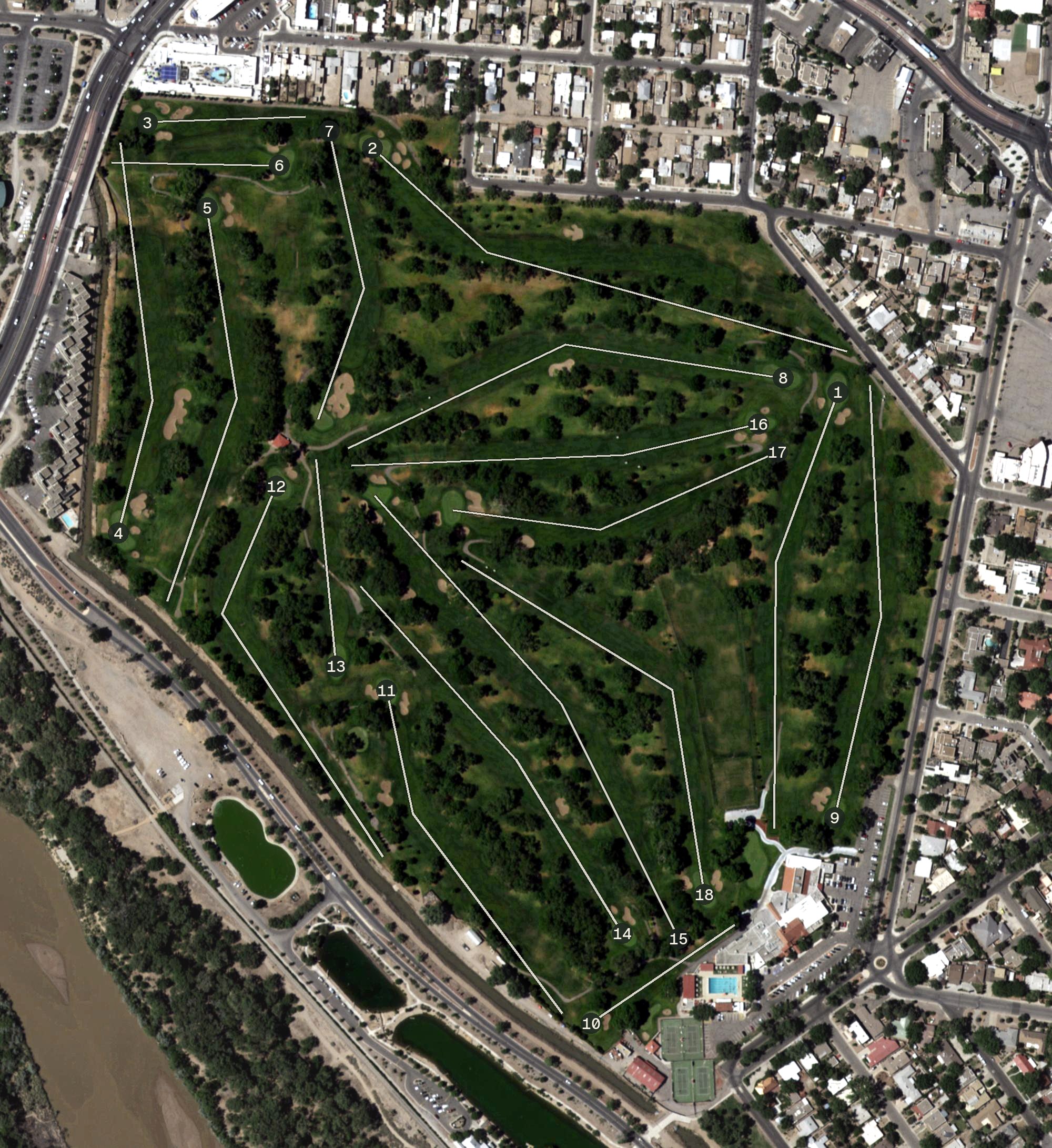 Aerial view of Albuquerque Country Club, NM