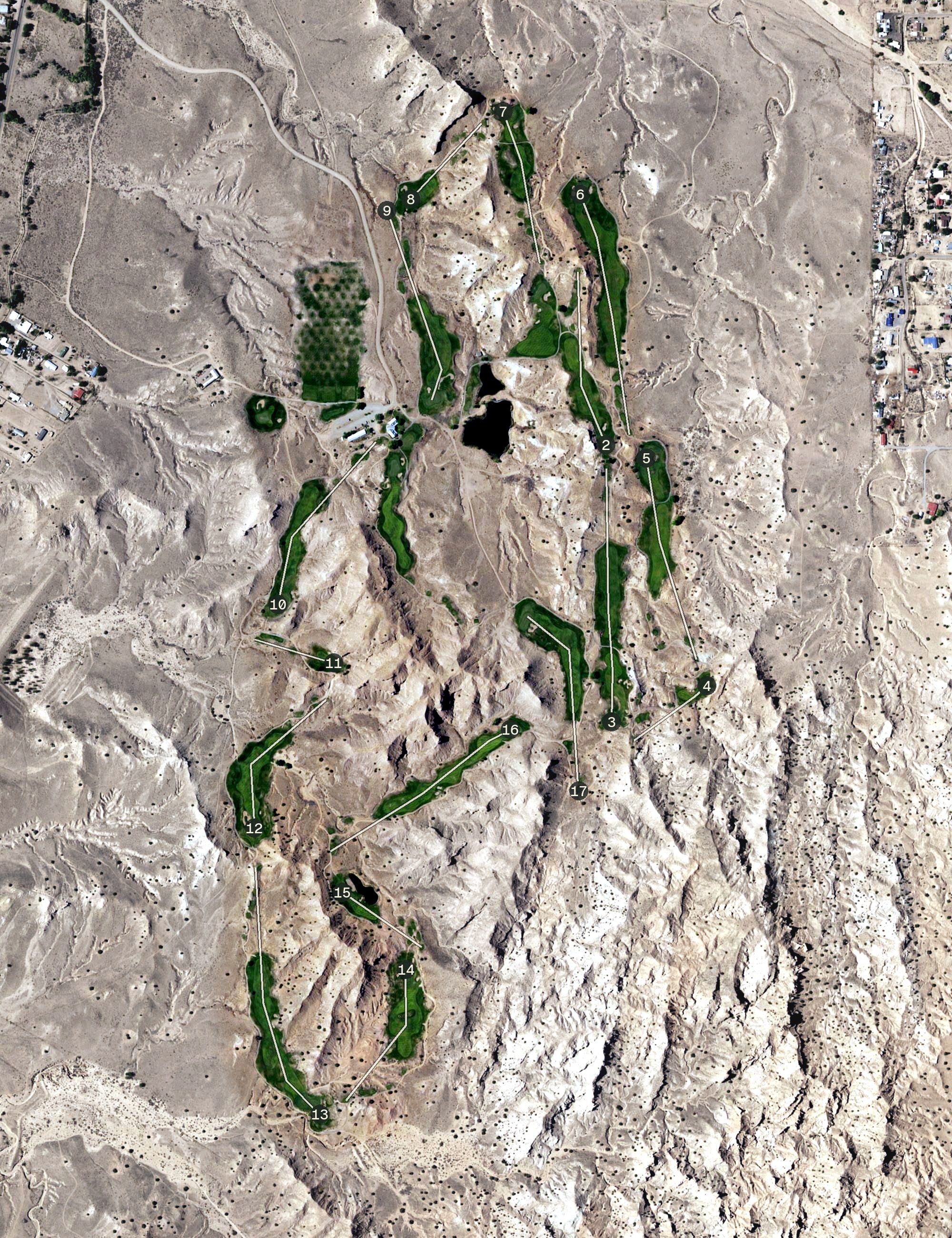 Aerial view of Black Mesa Golf Club, NM