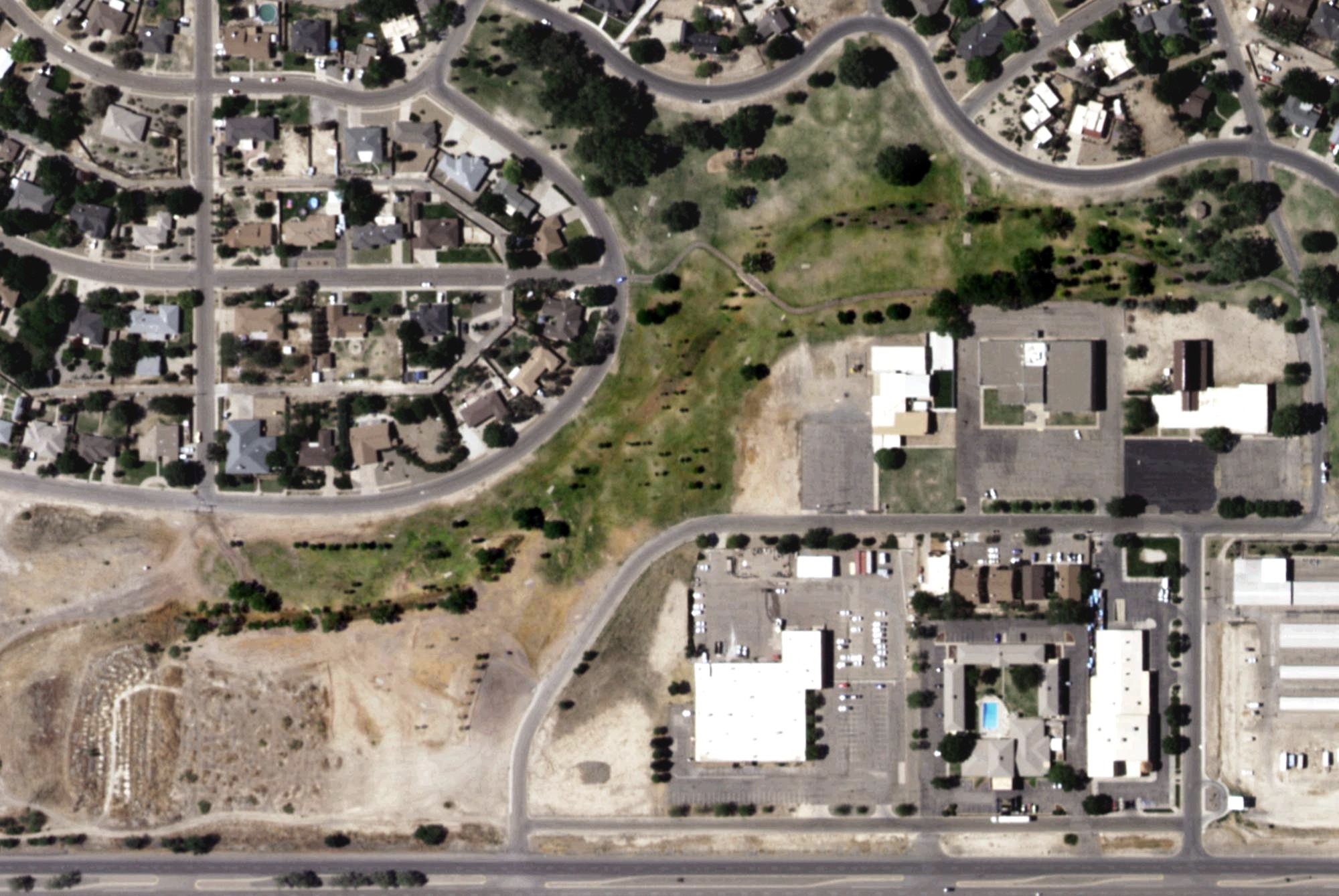 Aerial view of Enchanted Lands Disc Golf Course, NM