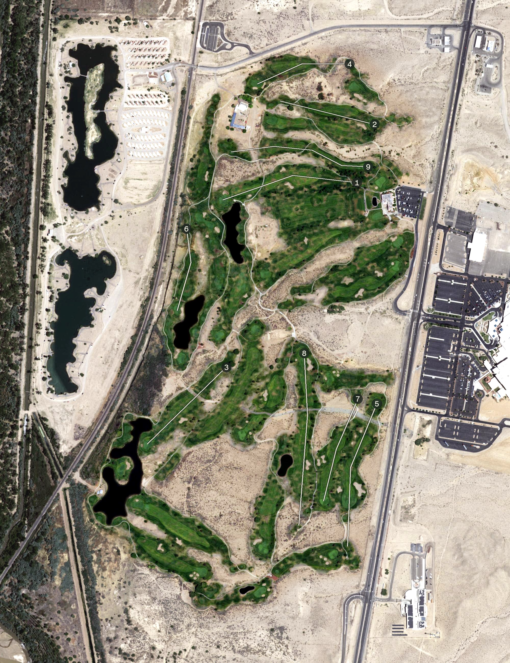 Aerial view of Isleta Eagle Golf Course, NM