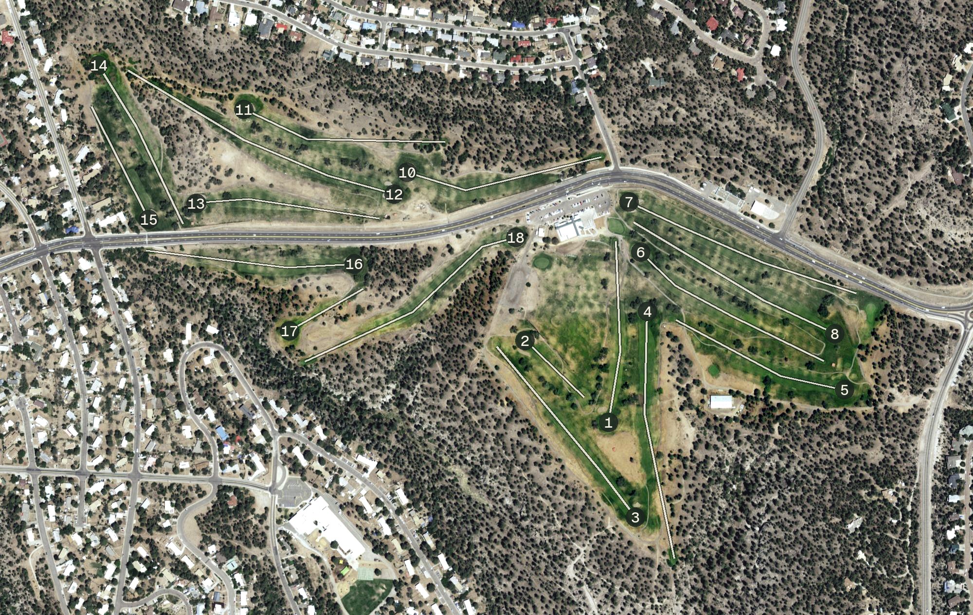 Aerial view of Los Alamos County Golf Course, NM