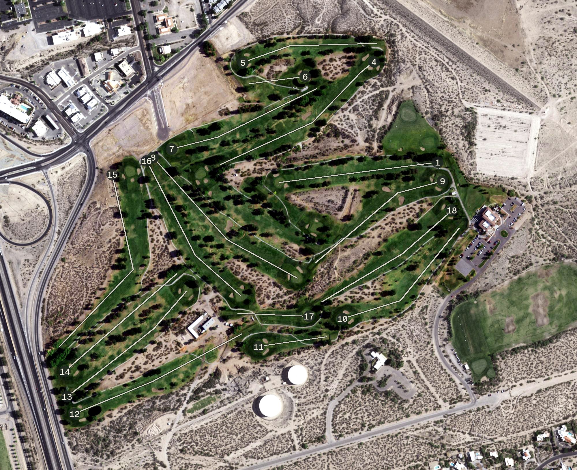 Aerial view of New Mexico State University Golf Course, NM
