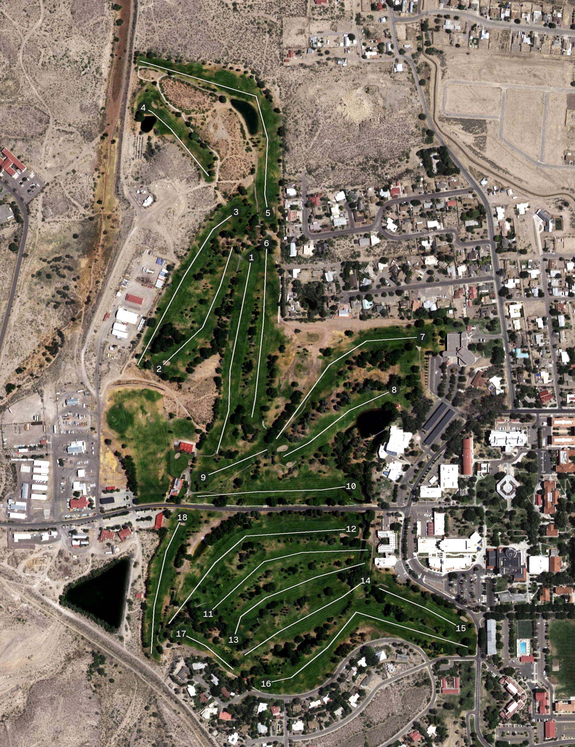 Aerial view of New Mexico Tech Golf Course, NM
