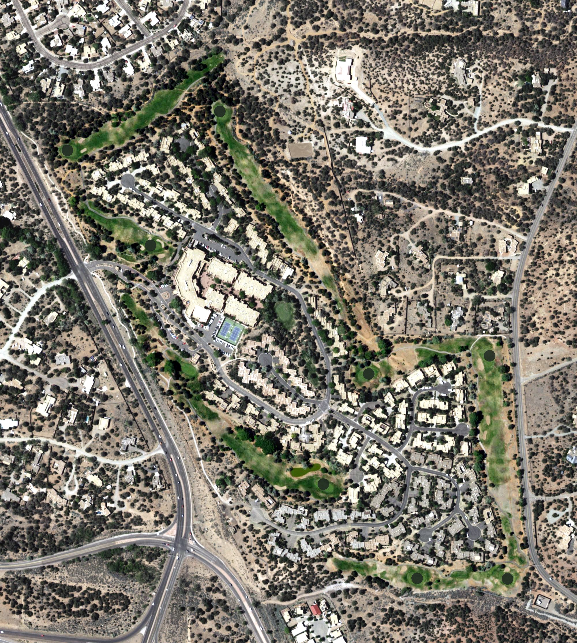 Aerial view of Quail Run Santa Fe, NM