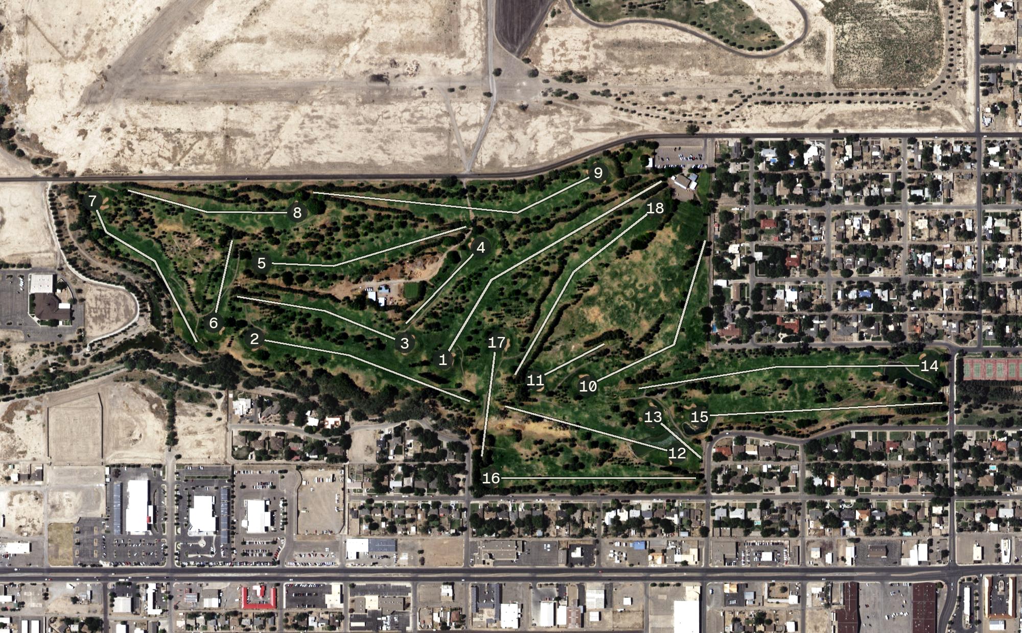 Aerial view of Spring River Golf Course, NM